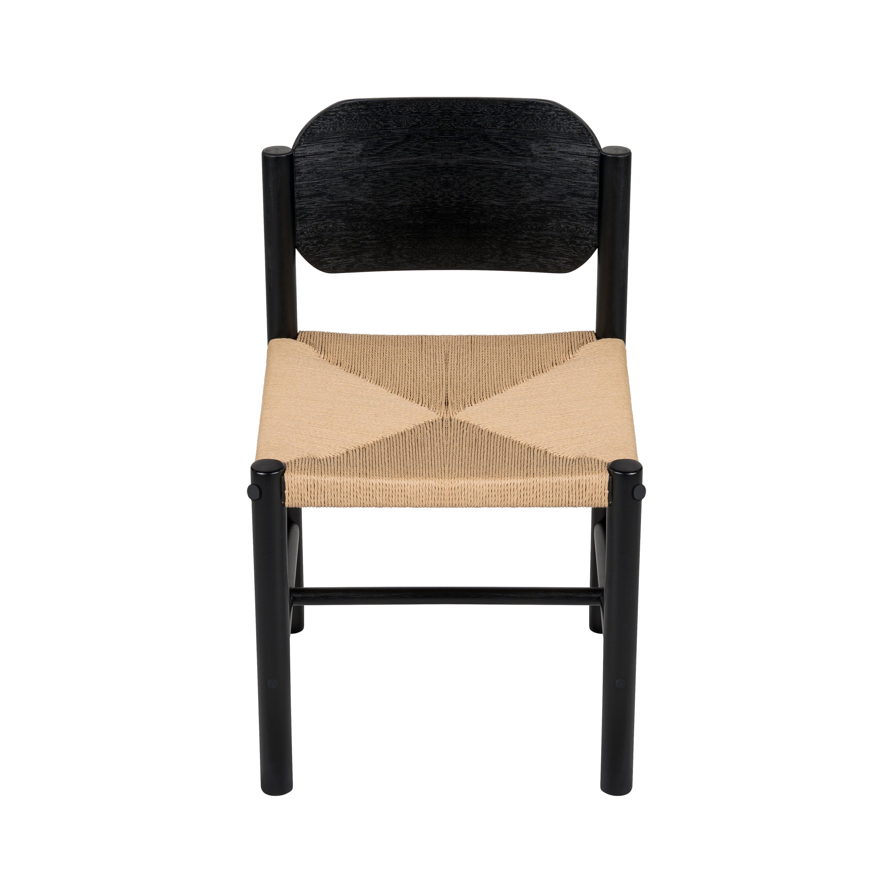 Arve Armless Paper Cord Dining Chairs with Shaped Wood Back Set of 2