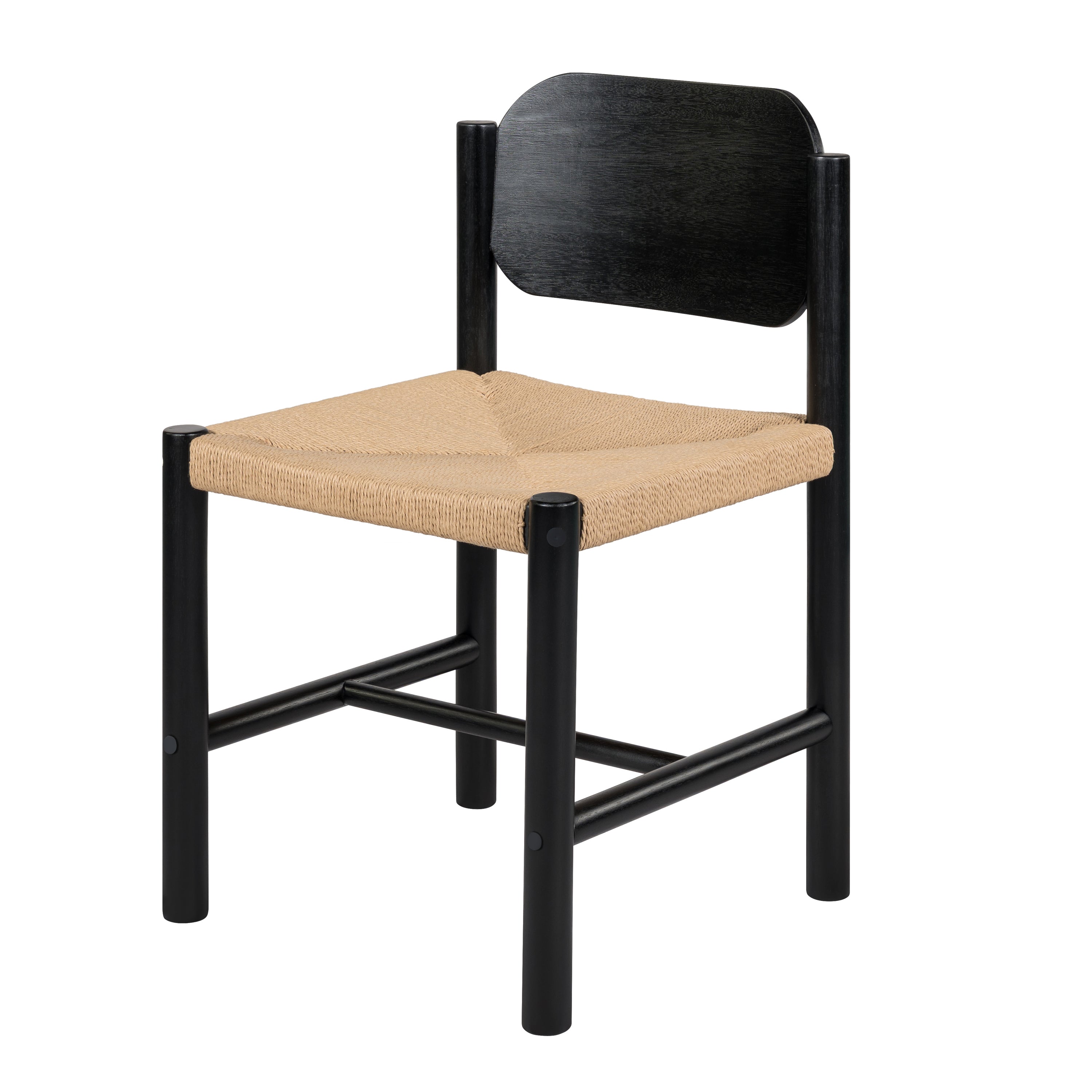 Arve Armless Paper Cord Dining Chairs with Shaped Wood Back Set of 2
