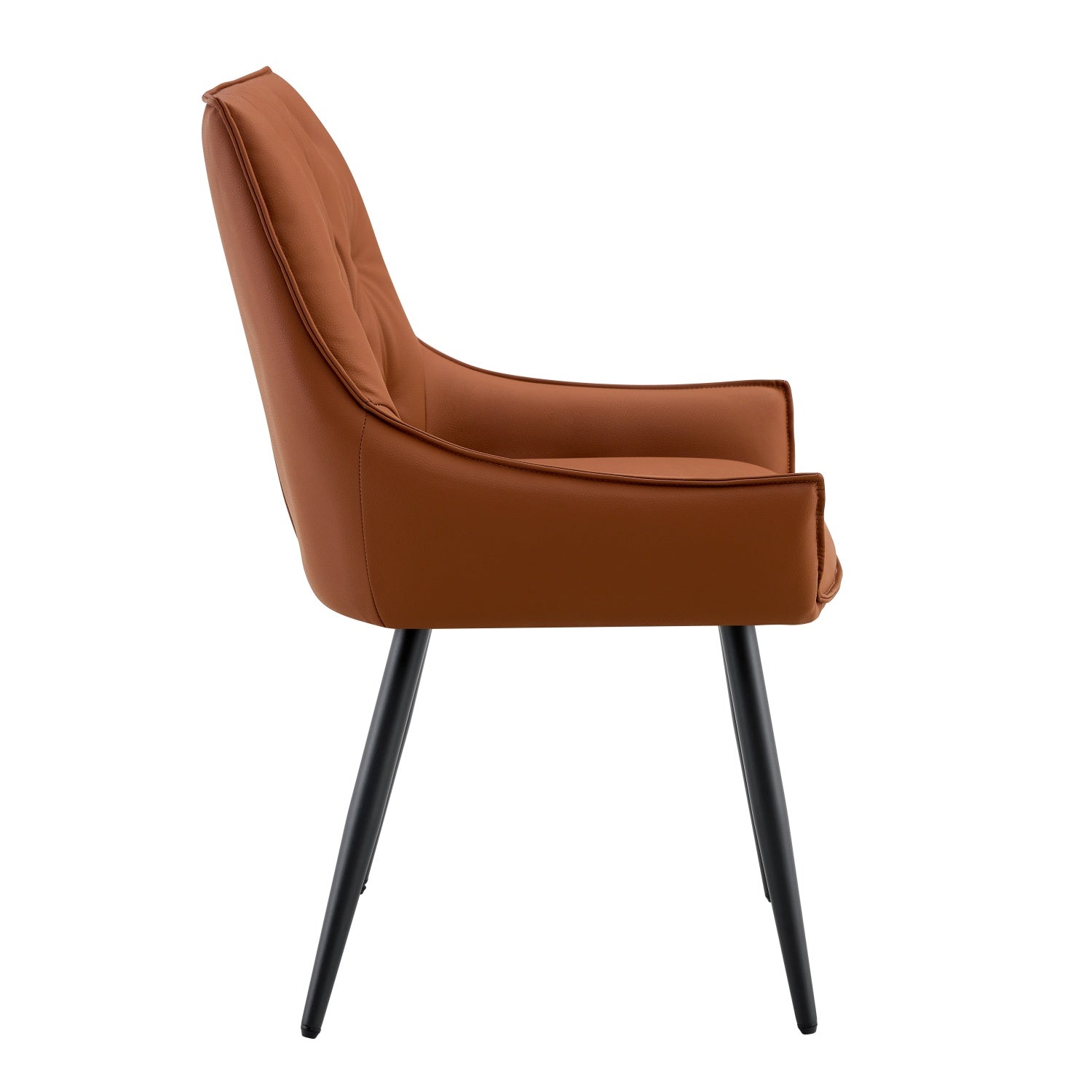 Drina Tufted Faux Leather Dining Chairs with Winged Sides Set of 2