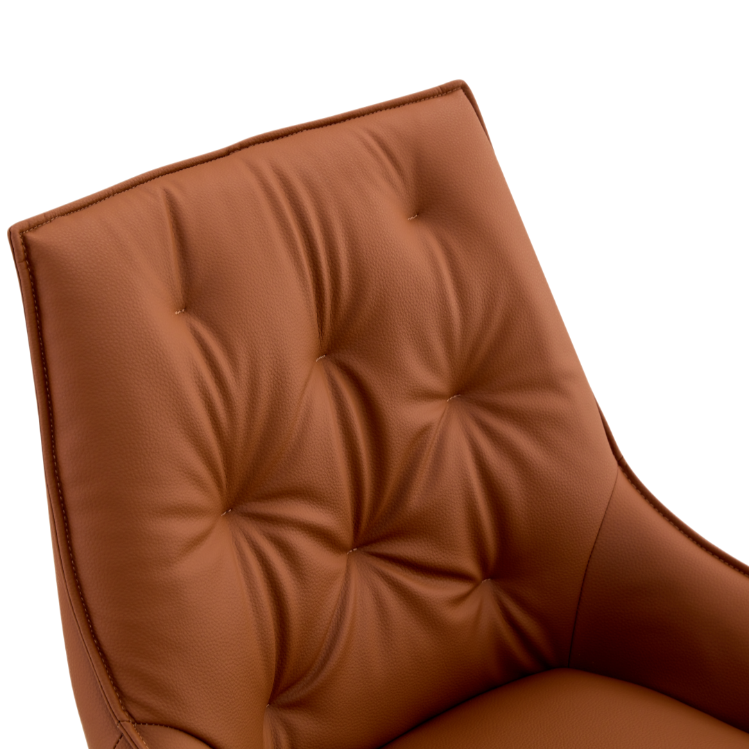 Drina Tufted Faux Leather Dining Chairs with Winged Sides Set of 2