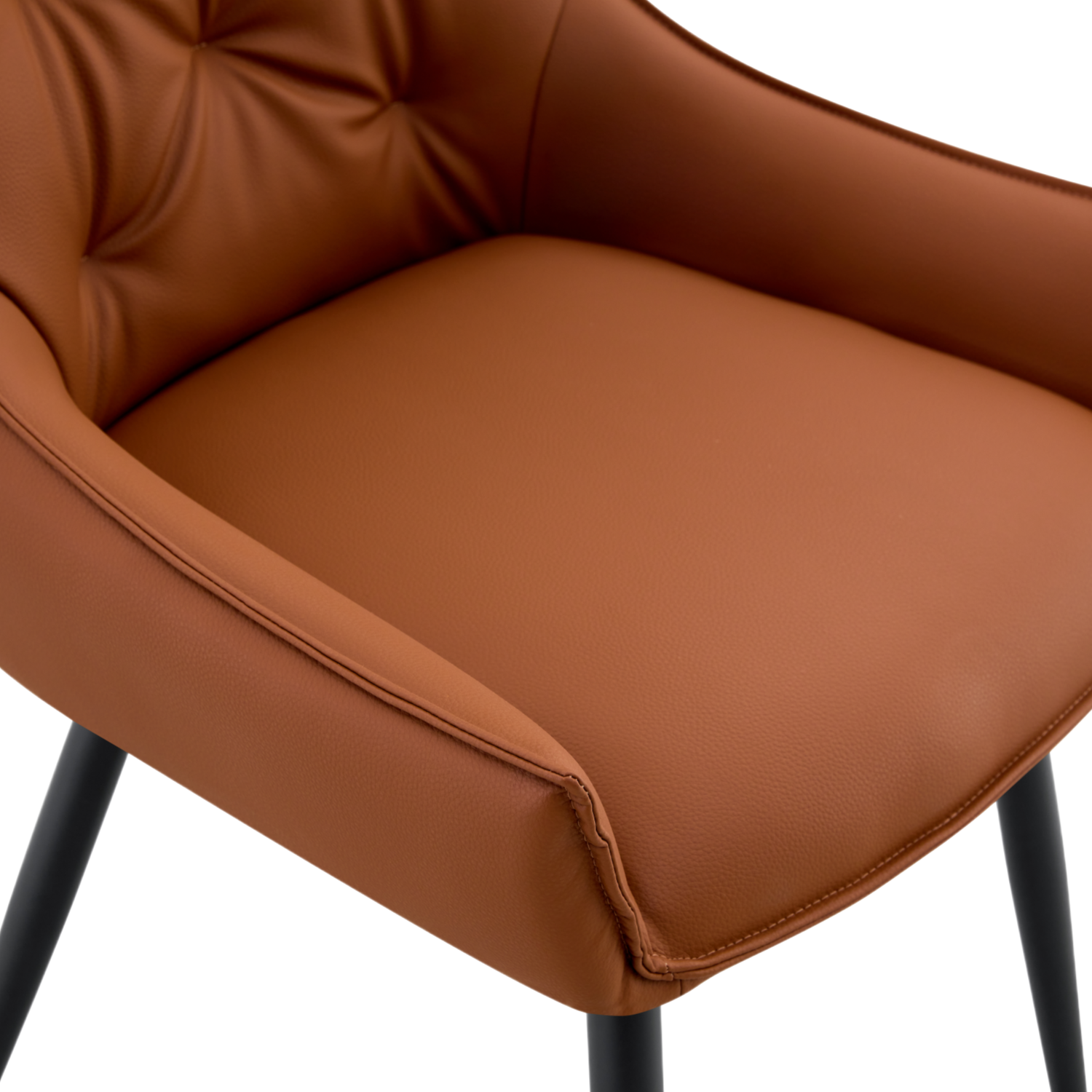Drina Tufted Faux Leather Dining Chairs with Winged Sides Set of 2
