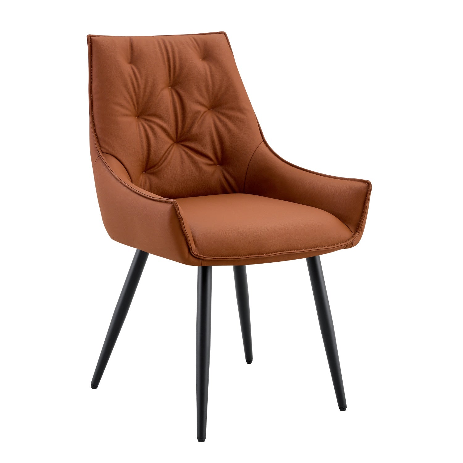 Drina Tufted Faux Leather Dining Chairs with Winged Sides Set of 2
