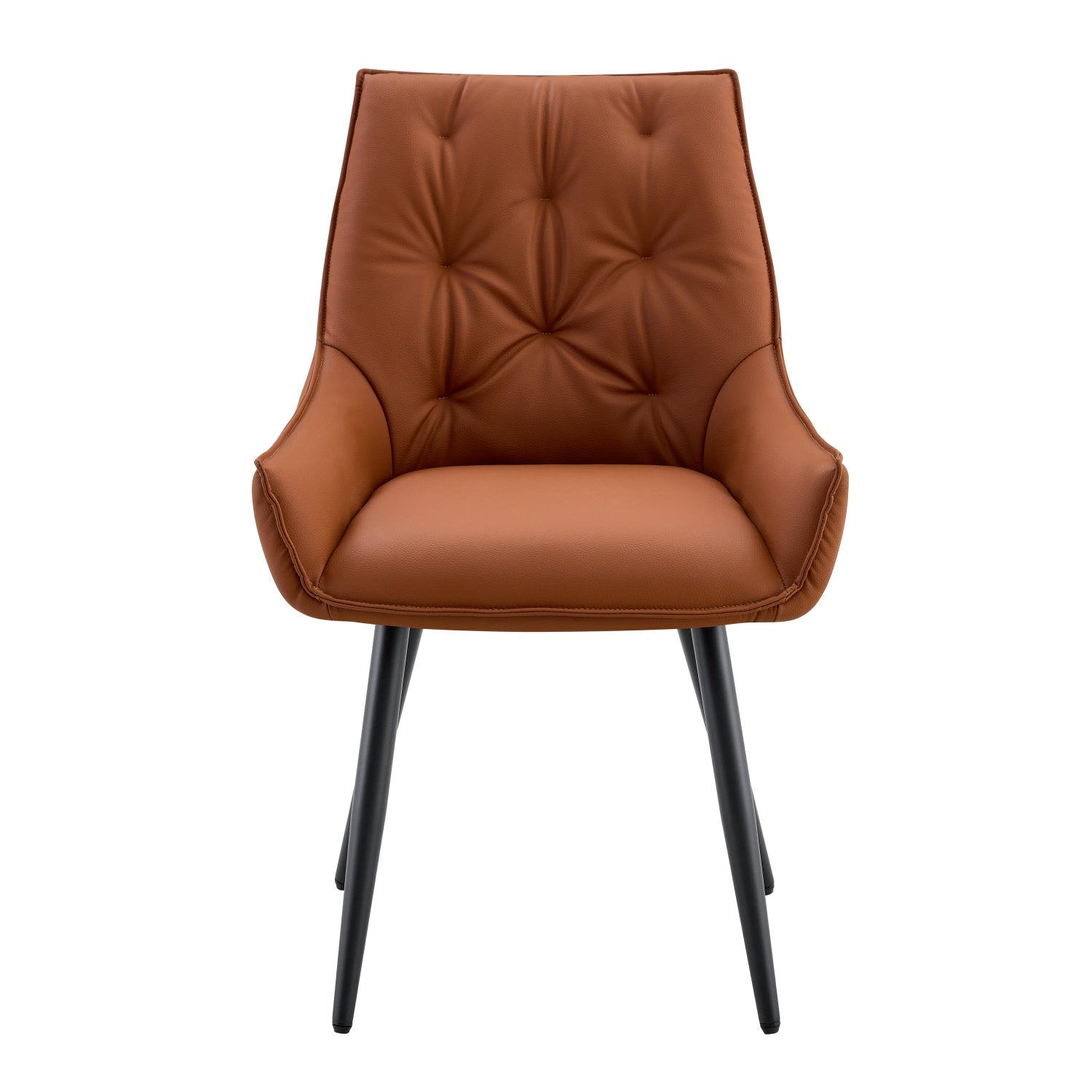 Drina Tufted Faux Leather Dining Chairs with Winged Sides Set of 2
