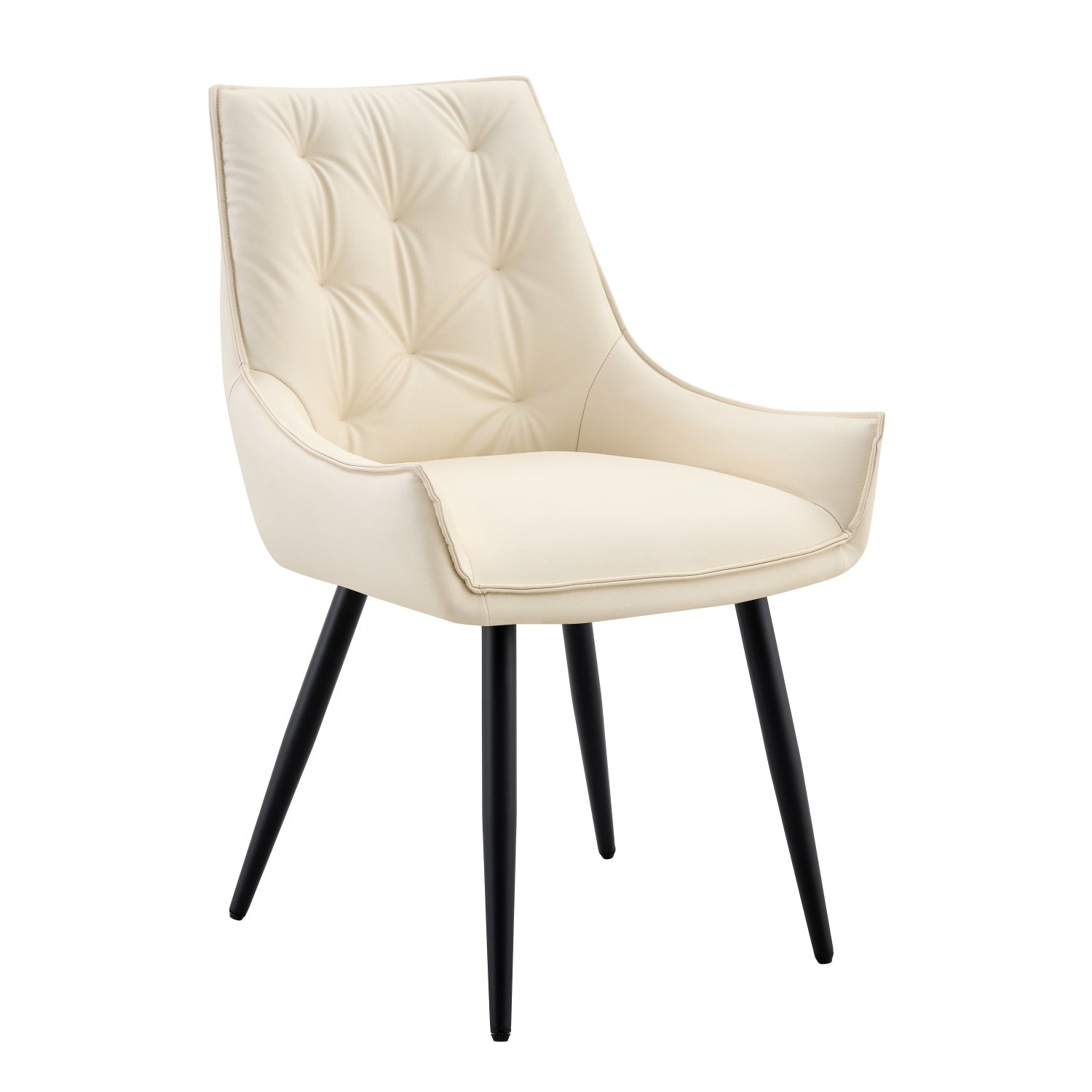 Drina Tufted Faux Leather Dining Chairs with Winged Sides Set of 2