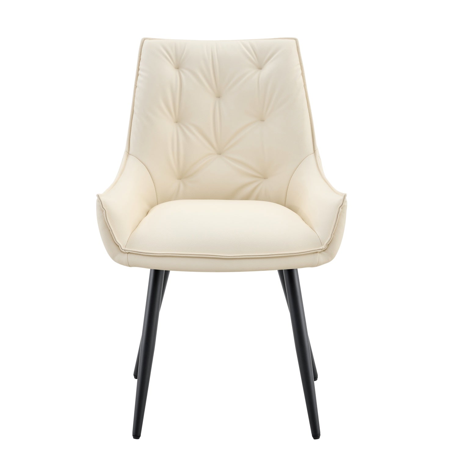 Drina Tufted Faux Leather Dining Chairs with Winged Sides Set of 2