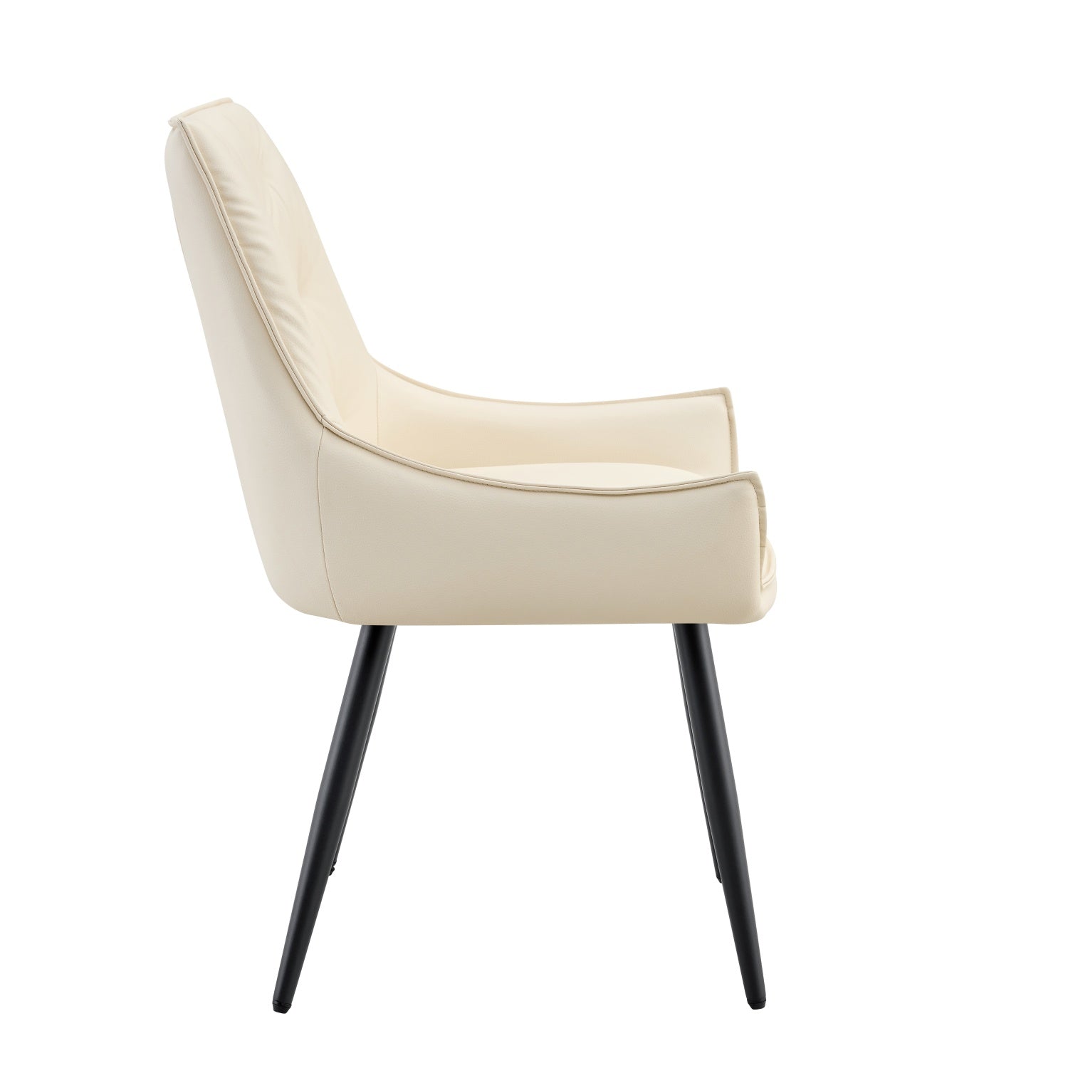 Drina Tufted Faux Leather Dining Chairs with Winged Sides Set of 2