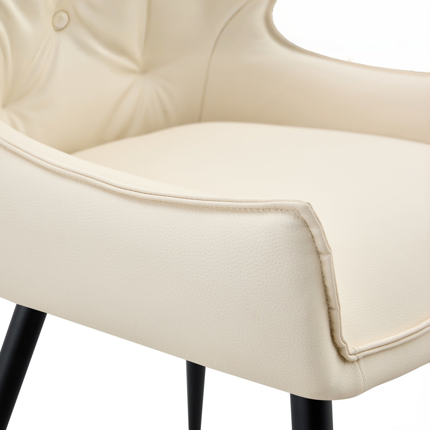 Drina Tufted Faux Leather Dining Chairs with Winged Sides Set of 2