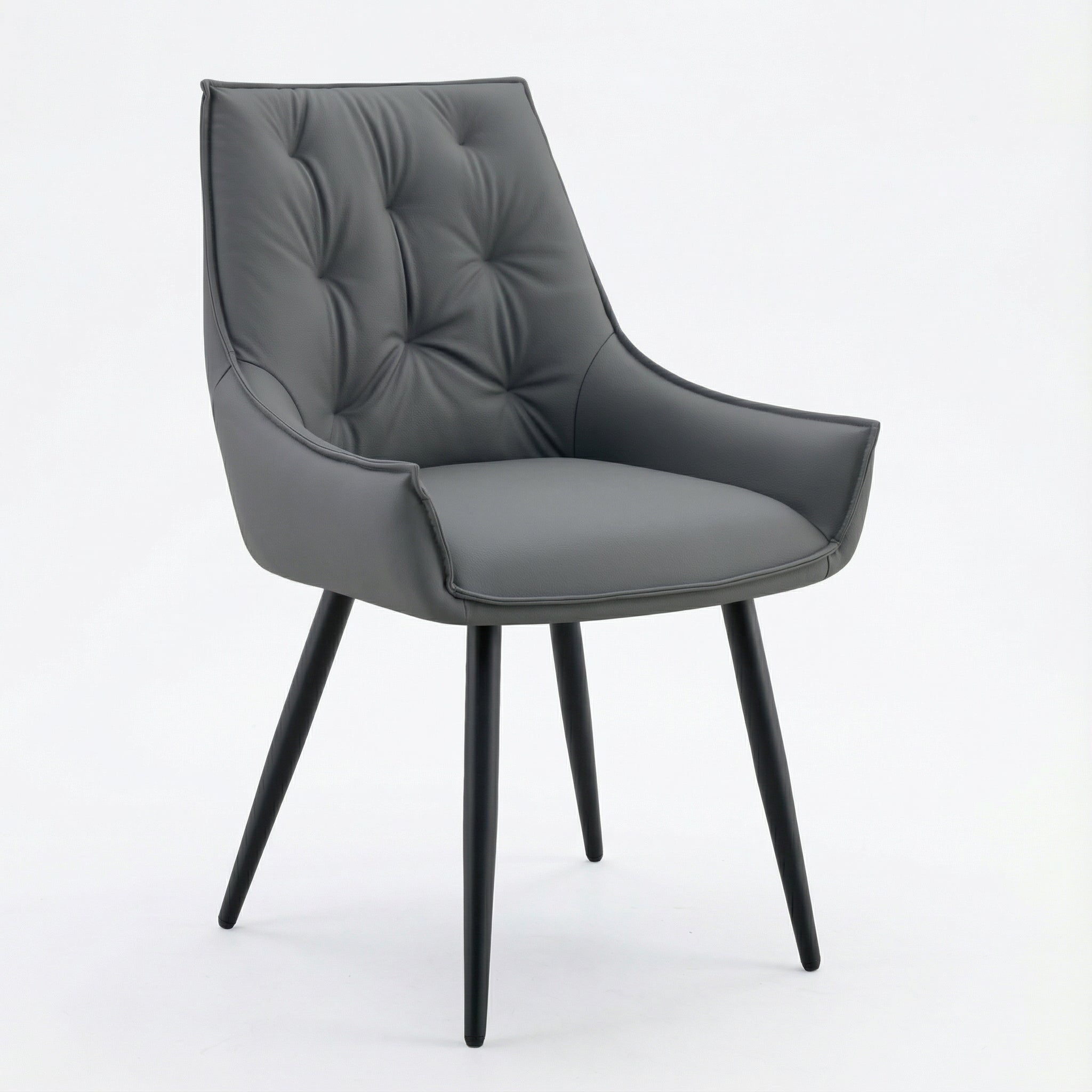Drina Tufted Faux Leather Dining Chairs with Winged Sides Set of 2