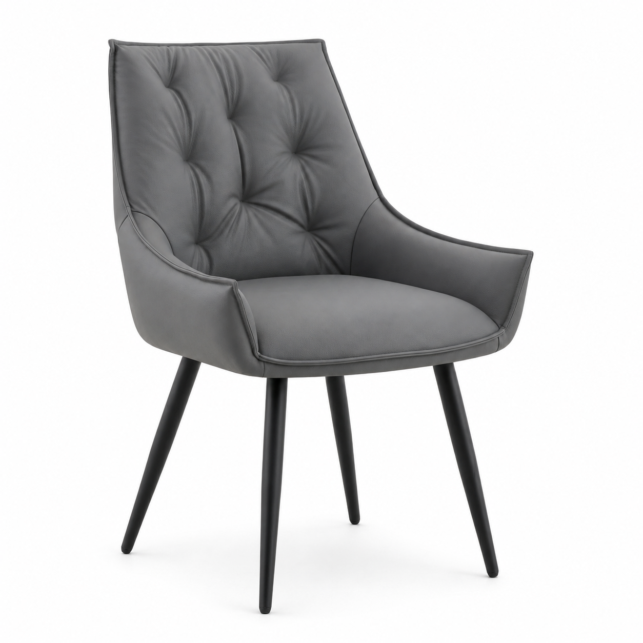 Drina Tufted Faux Leather Dining Chairs with Winged Sides Set of 2