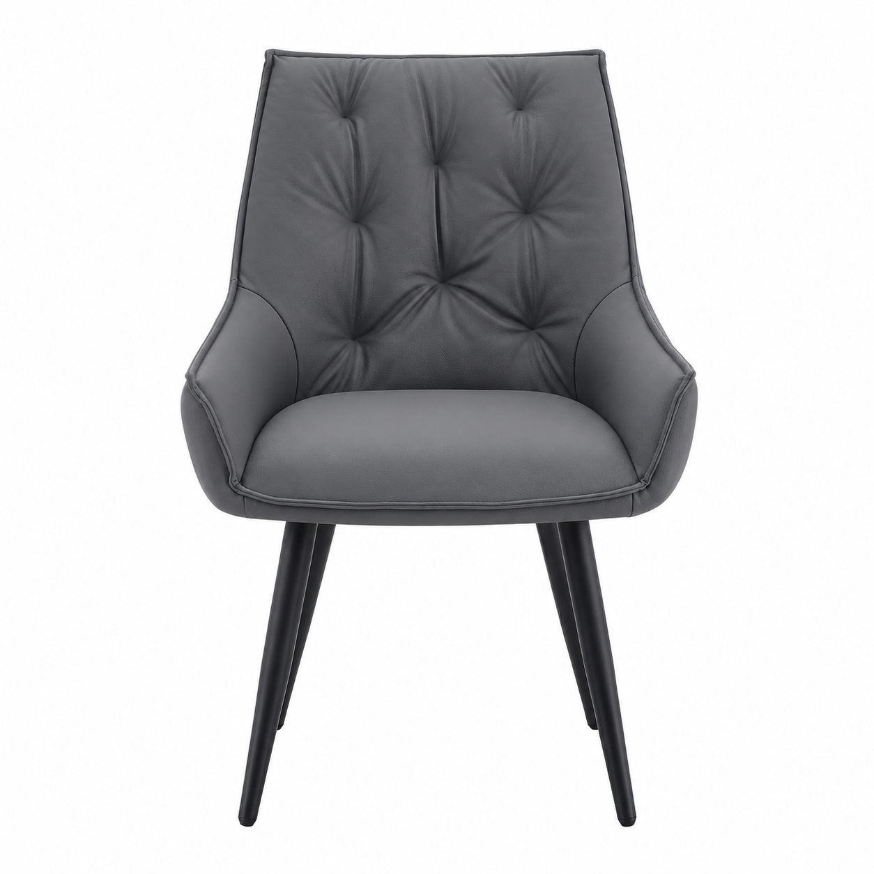 Drina Tufted Faux Leather Dining Chairs with Winged Sides Set of 2