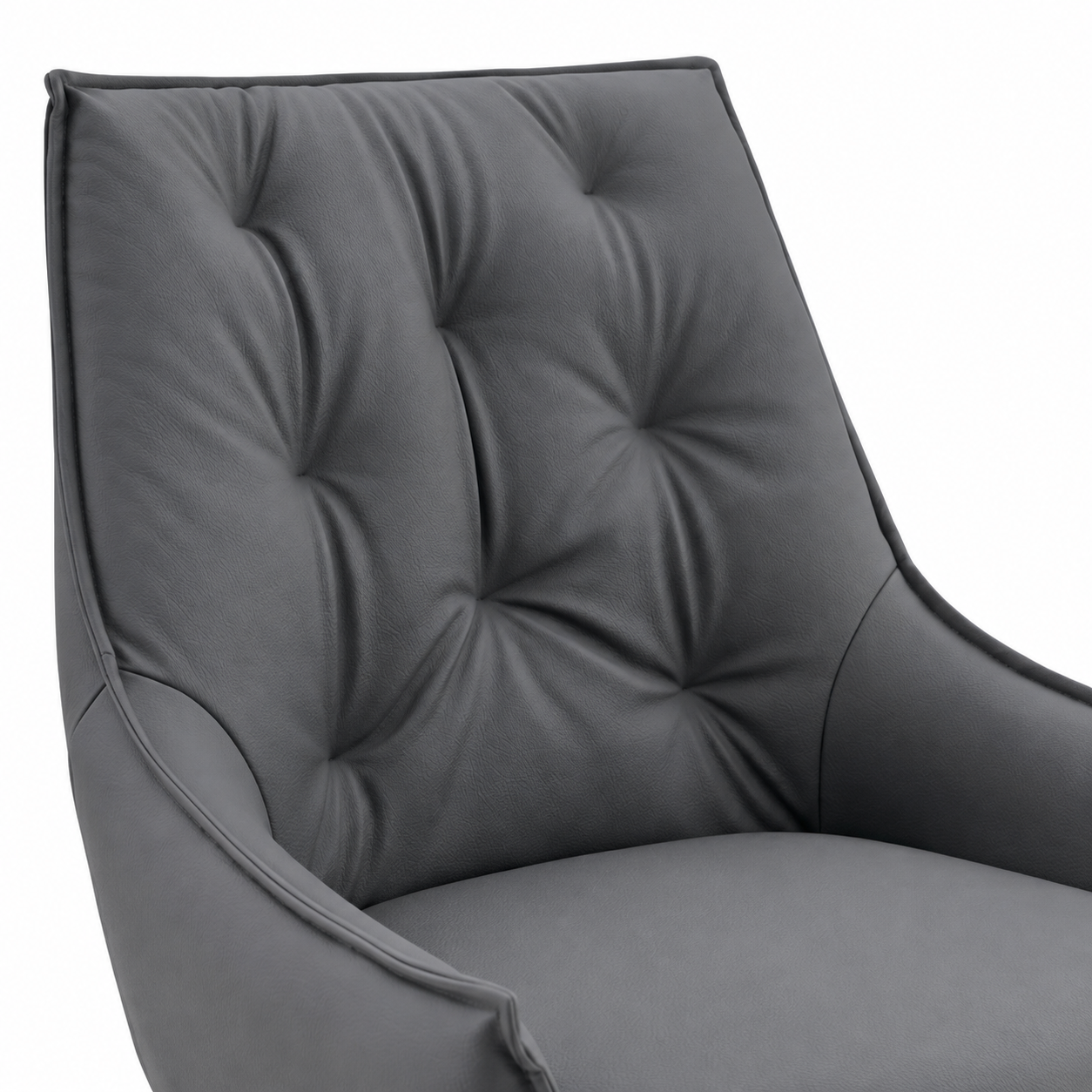 Drina Tufted Faux Leather Dining Chairs with Winged Sides Set of 2