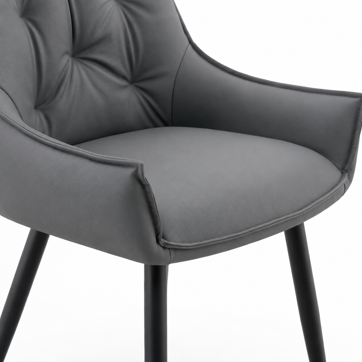 Drina Tufted Faux Leather Dining Chairs with Winged Sides Set of 2