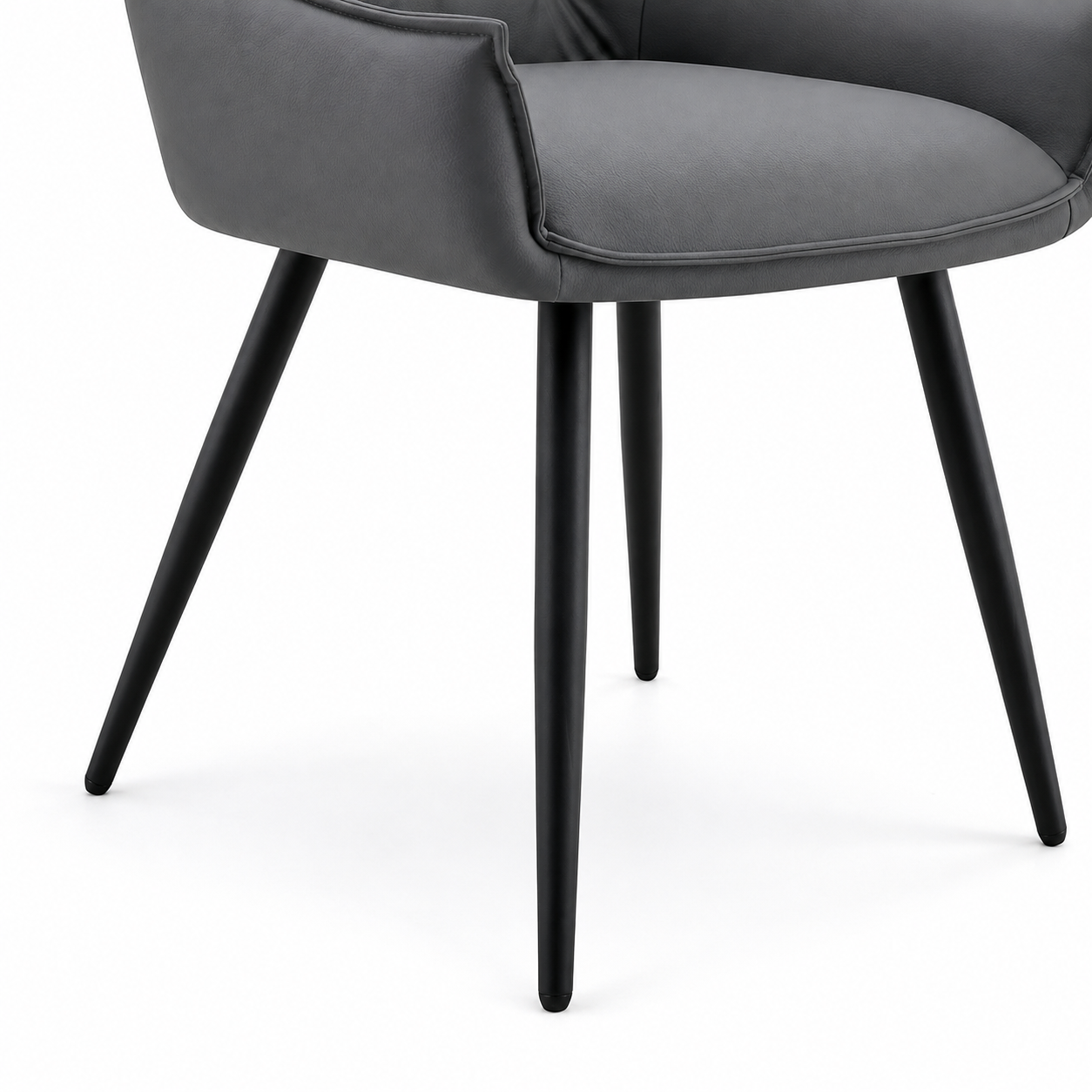 Drina Tufted Faux Leather Dining Chairs with Winged Sides Set of 2