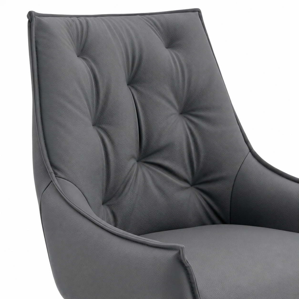 Drina Tufted Faux Leather Dining Chairs with Winged Sides Set of 2