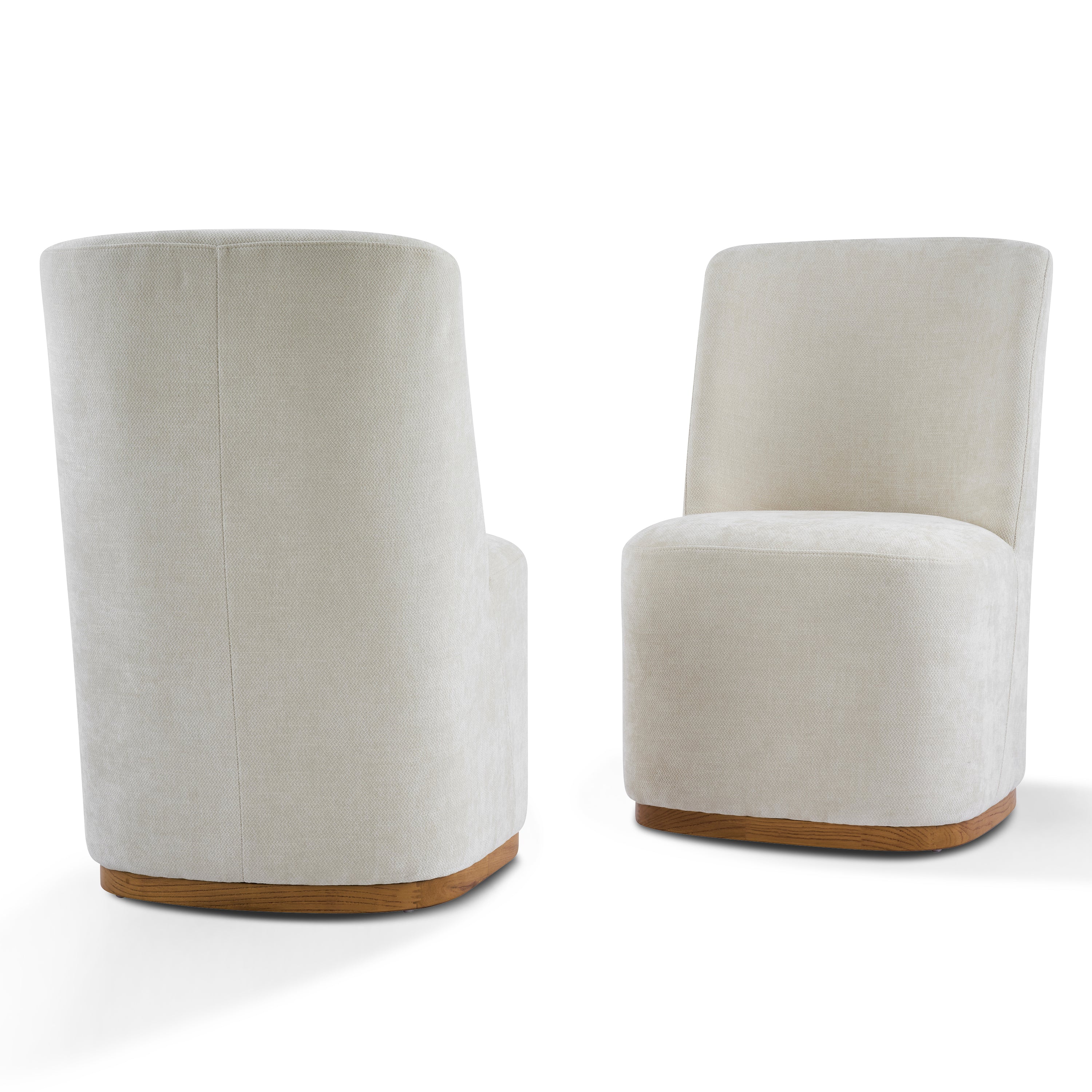 Neretva Chenille Dining Chairs with Wood Plinth Base Set of 2