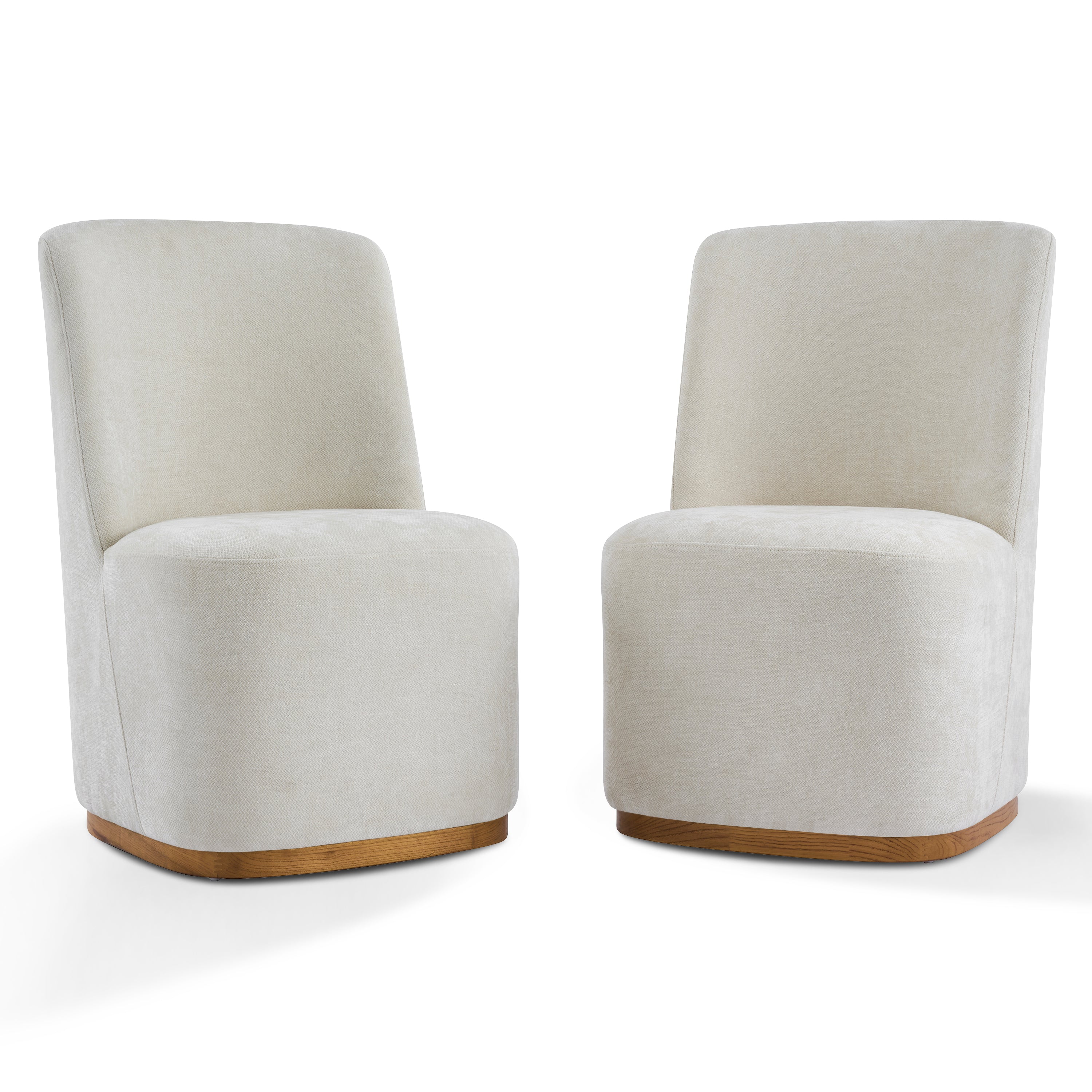 Neretva Chenille Dining Chairs with Wood Plinth Base Set of 2