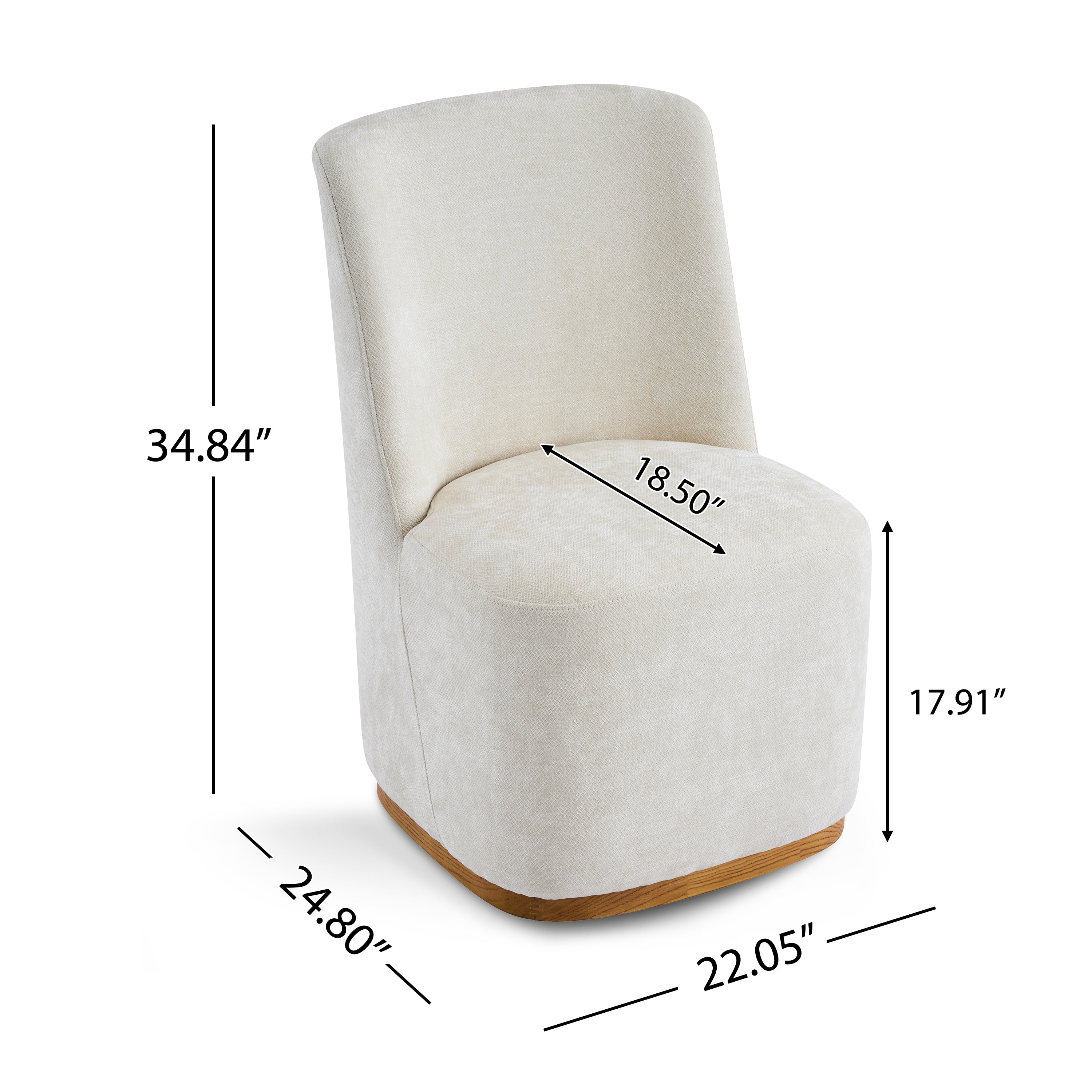 Neretva Chenille Dining Chairs with Wood Plinth Base Set of 2