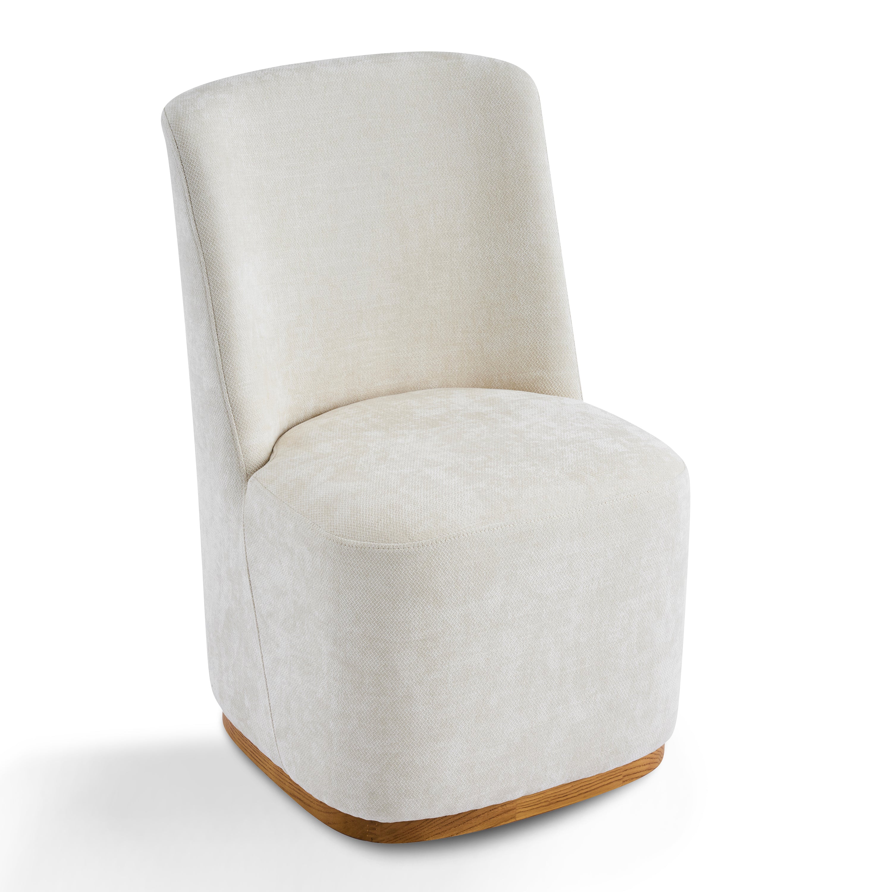 Neretva Chenille Dining Chairs with Wood Plinth Base Set of 2