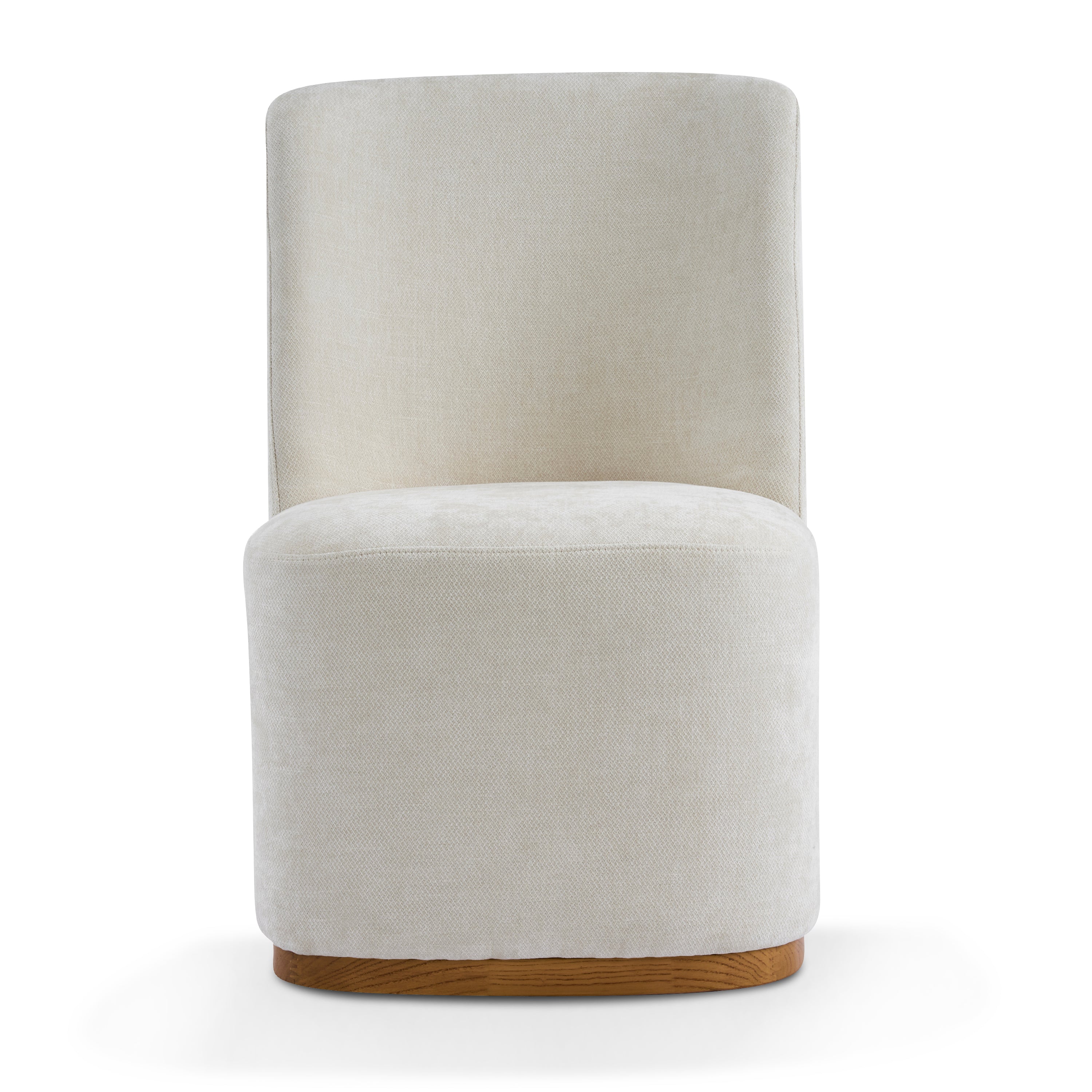 Neretva Chenille Dining Chairs with Wood Plinth Base Set of 2