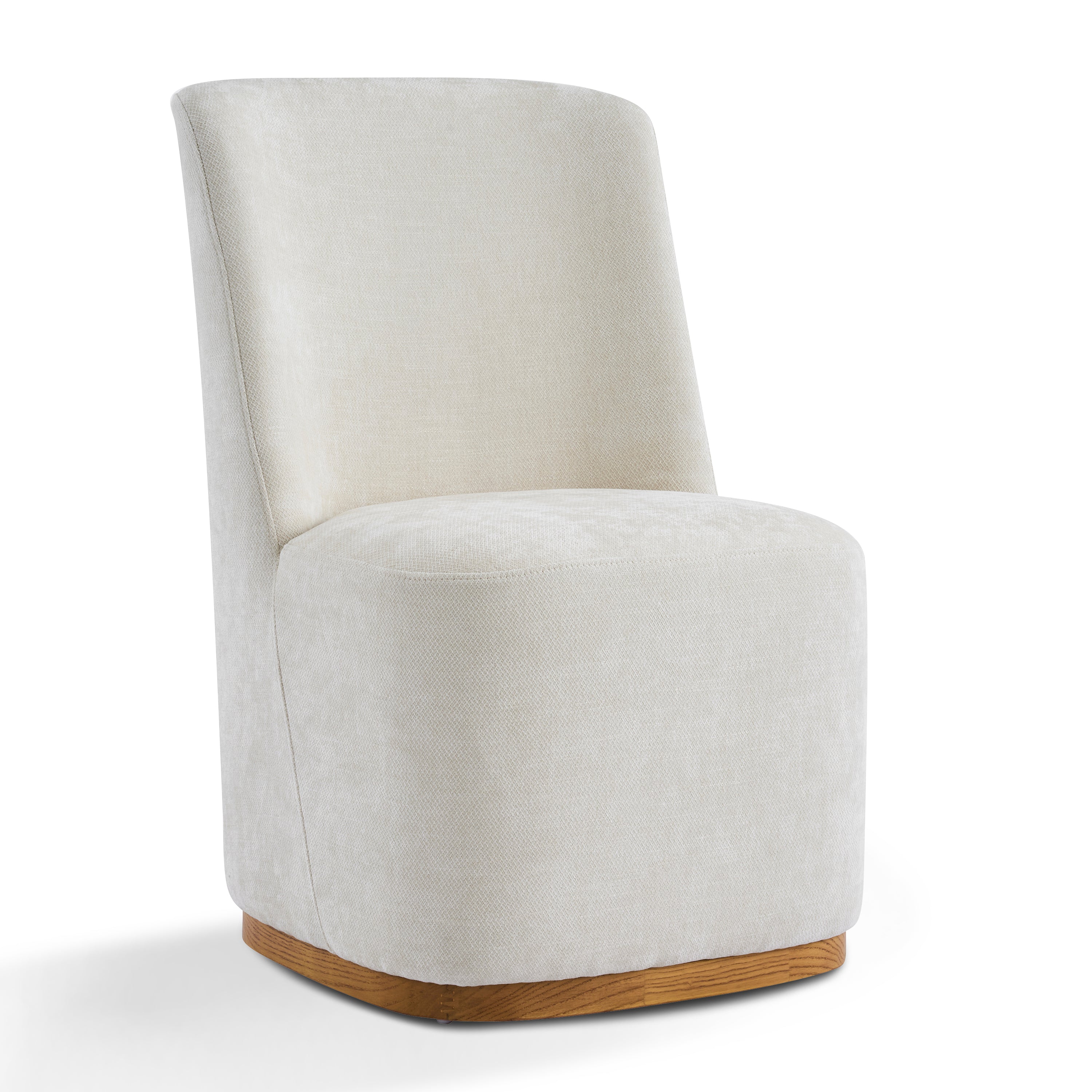 Neretva Chenille Dining Chairs with Wood Plinth Base Set of 2