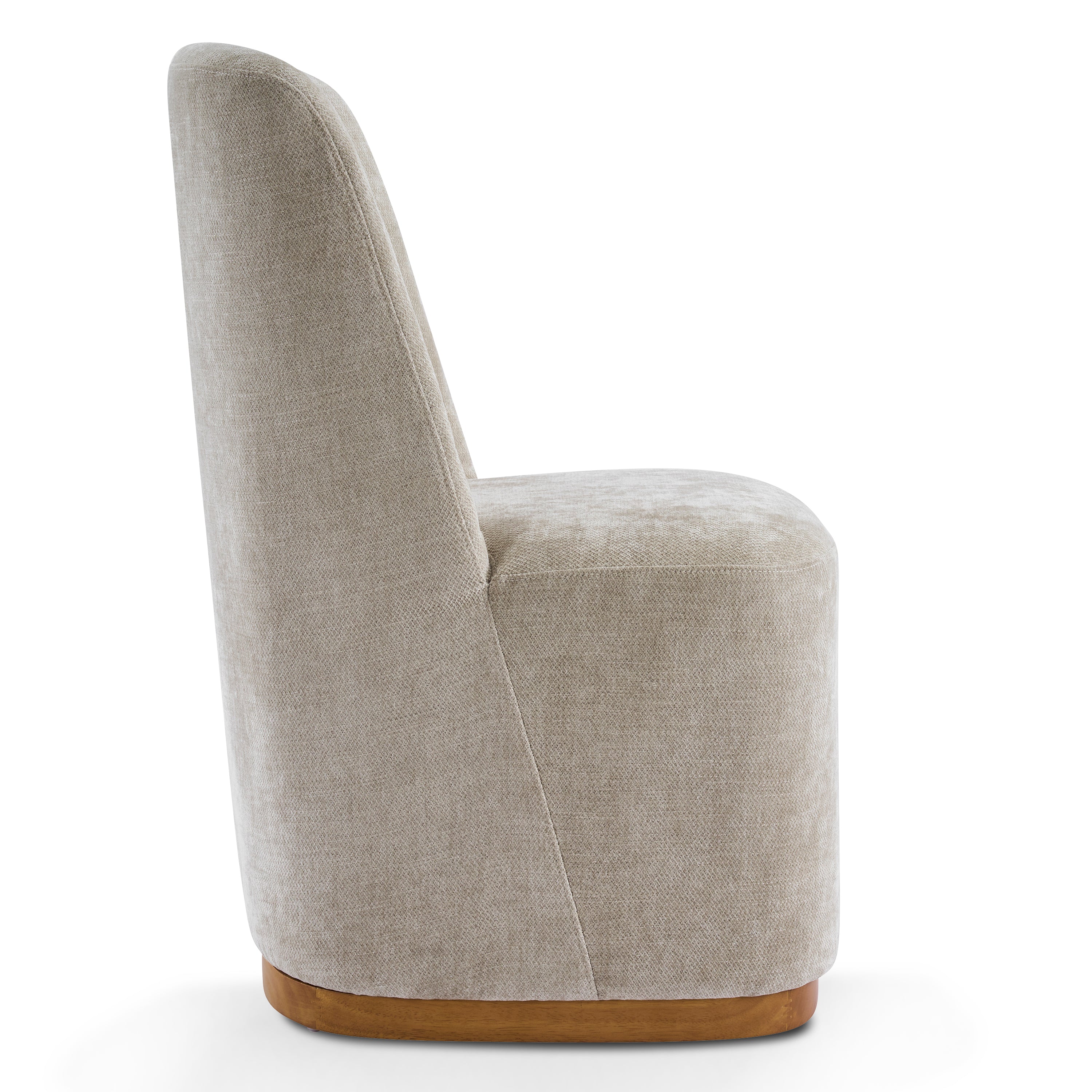 Neretva Chenille Dining Chairs with Wood Plinth Base Set of 2