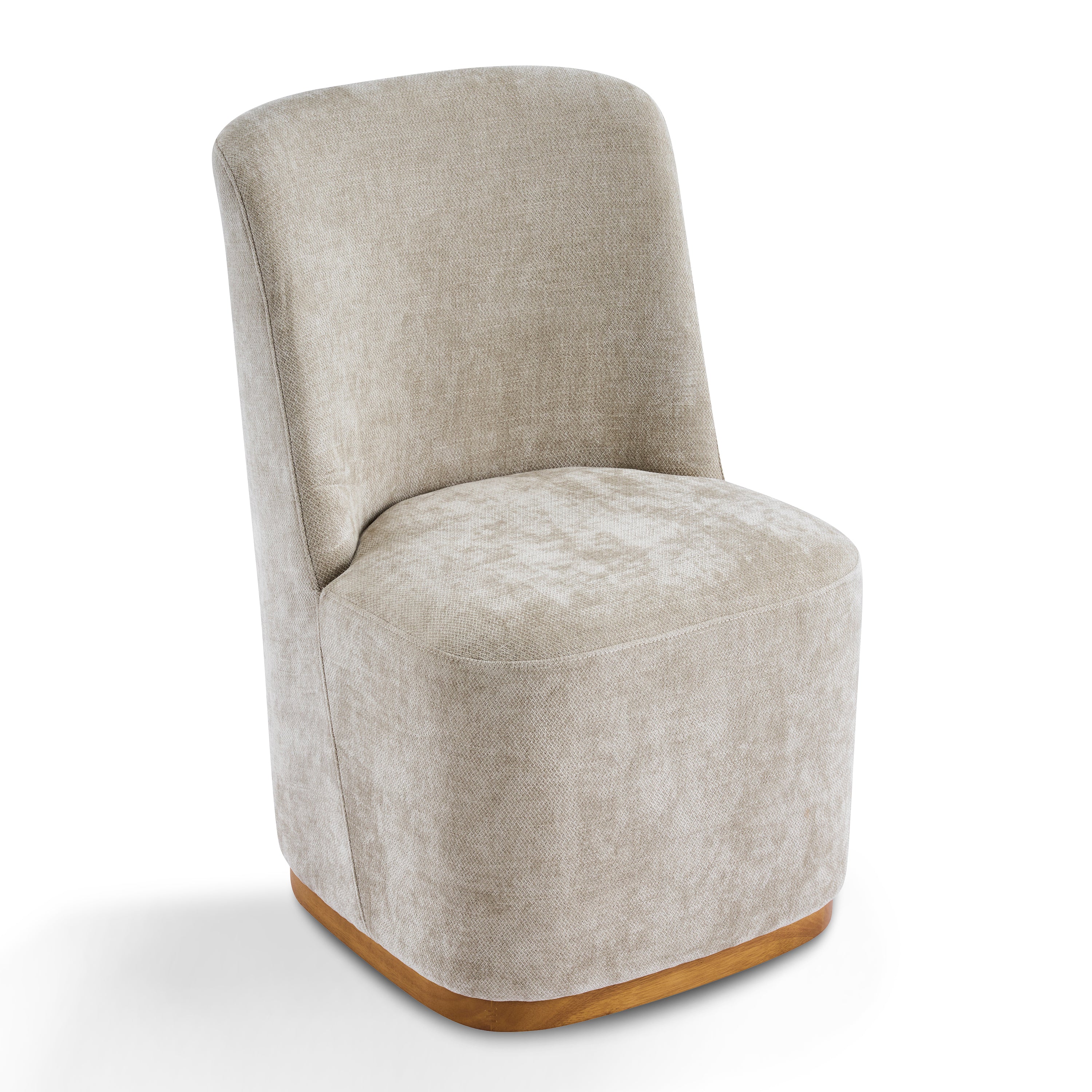 Neretva Chenille Dining Chairs with Wood Plinth Base Set of 2