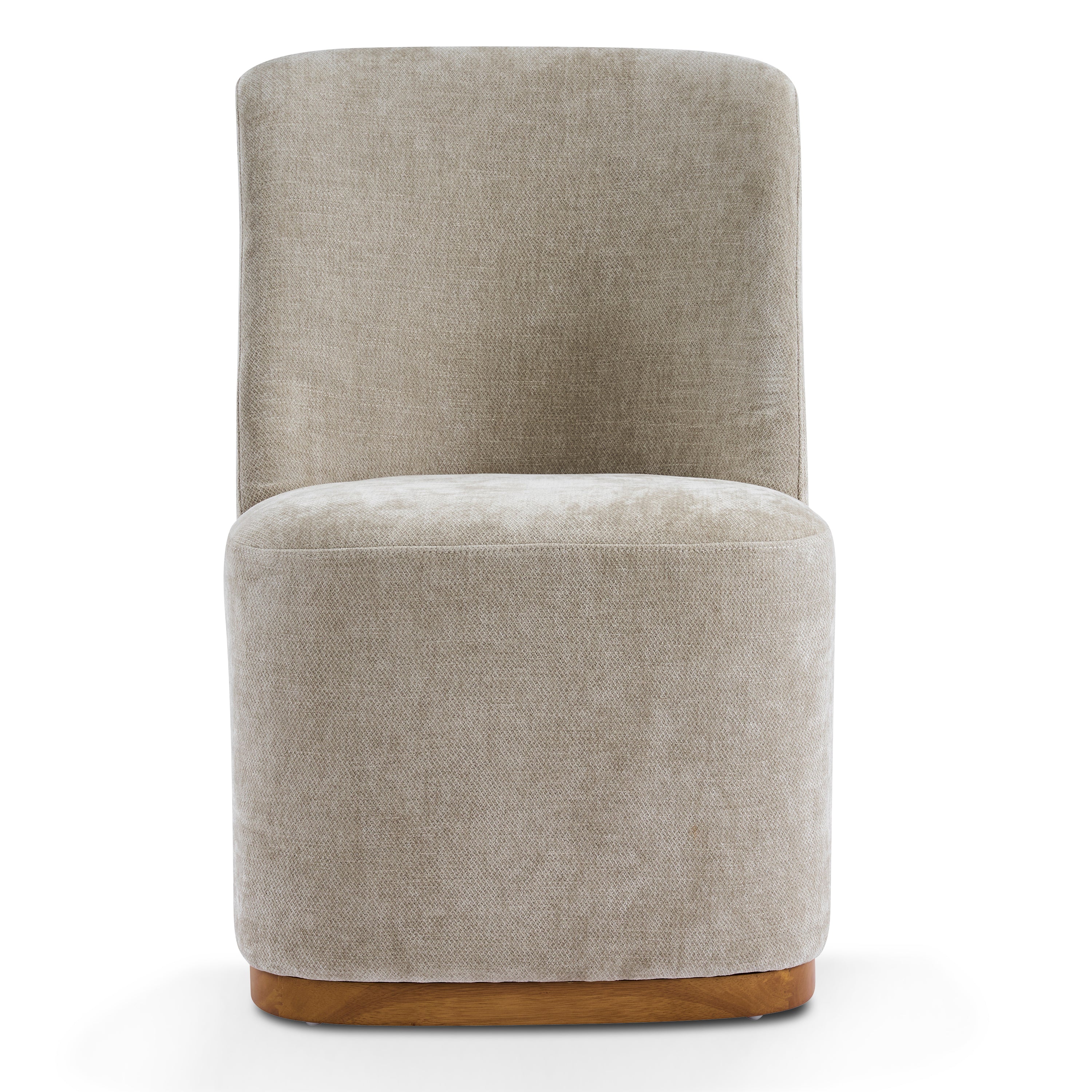 Neretva Chenille Dining Chairs with Wood Plinth Base Set of 2