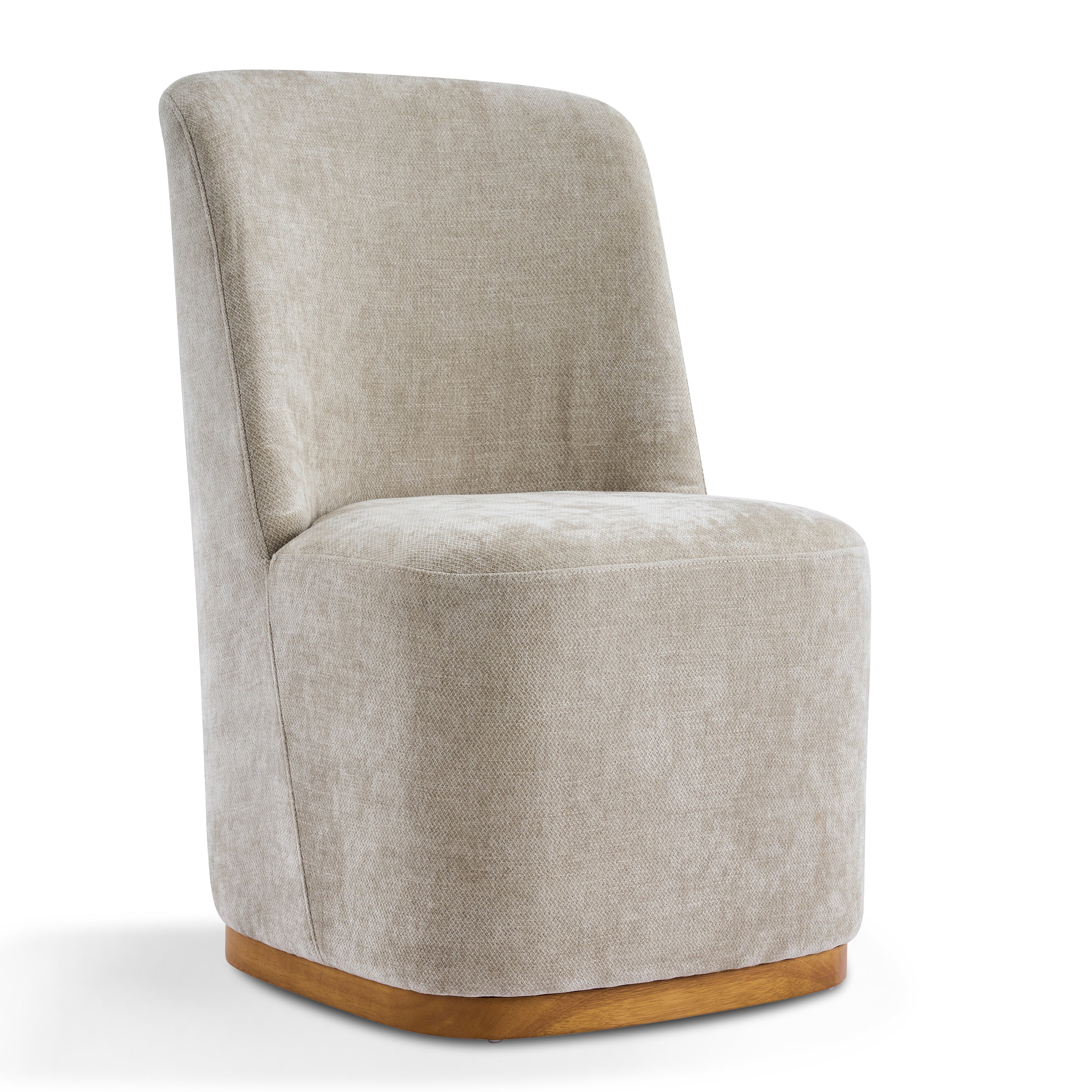 Neretva Chenille Dining Chairs with Wood Plinth Base Set of 2