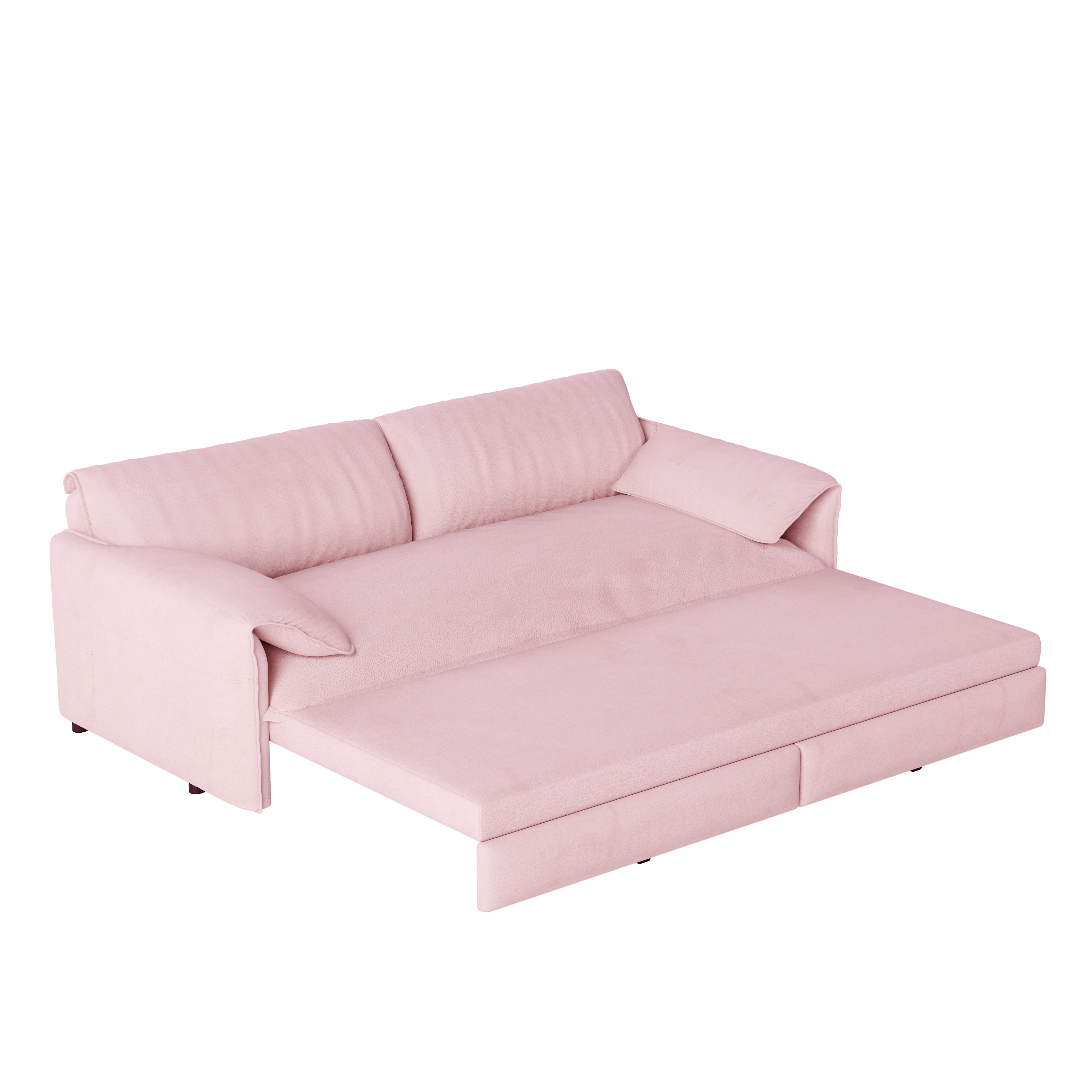Freja 66" Velvet Convertible Sofa Bed with Pull-Out Sleeper and Side Storage