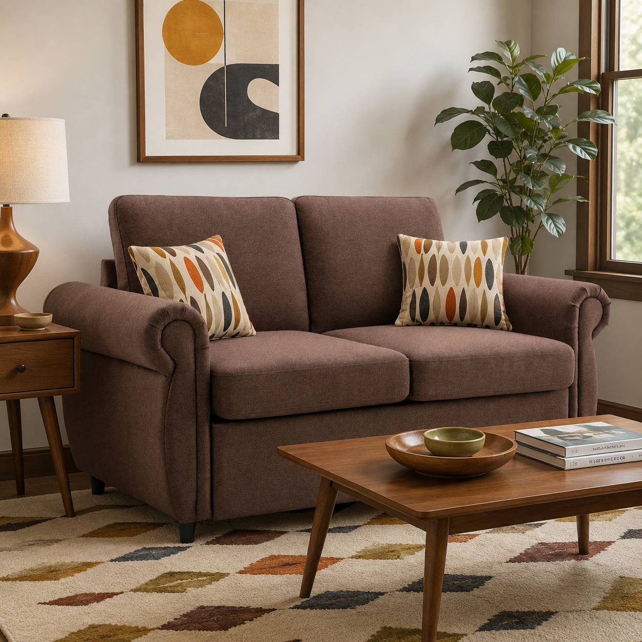 Chula 58" Linen Loveseat Sleeper Sofa with Memory Foam Mattress and USB Ports