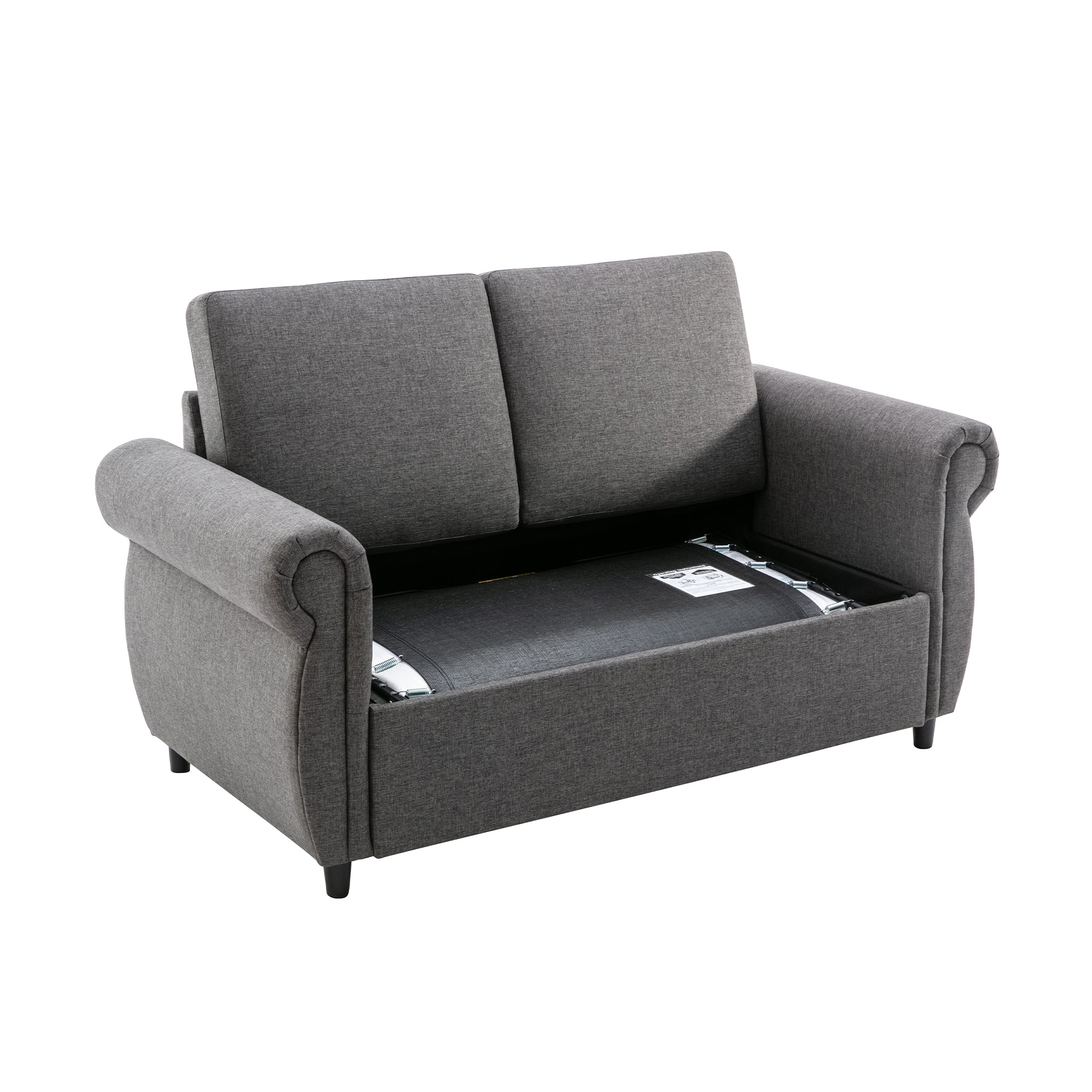Chula 58" Linen Loveseat Sleeper Sofa with Memory Foam Mattress and USB Ports