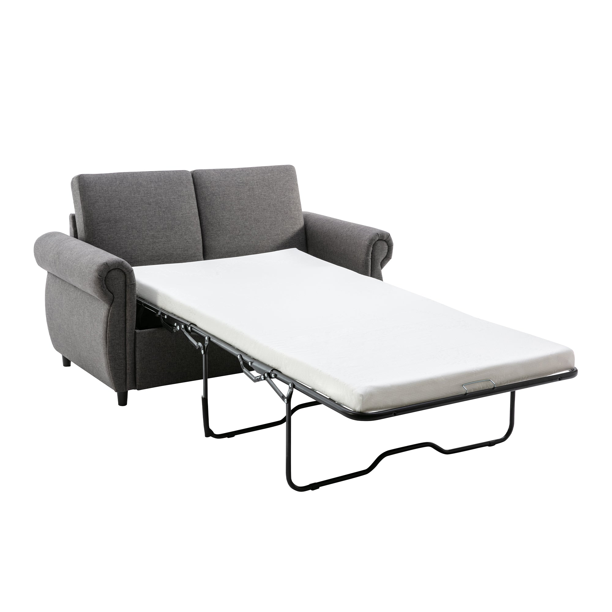 Chula 58" Linen Loveseat Sleeper Sofa with Memory Foam Mattress and USB Ports