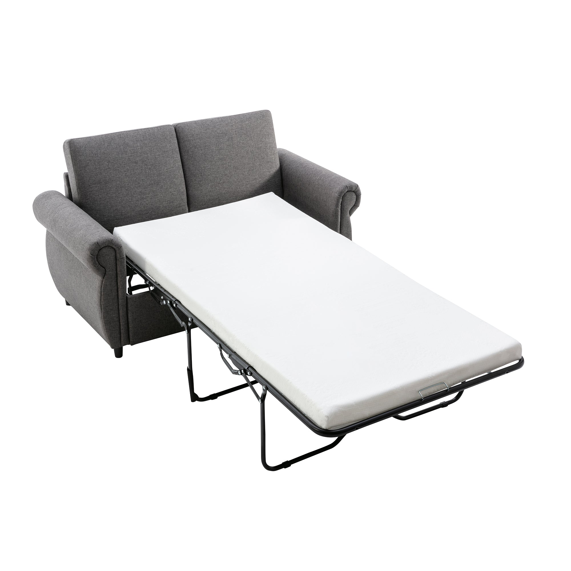 Chula 58" Linen Loveseat Sleeper Sofa with Memory Foam Mattress and USB Ports