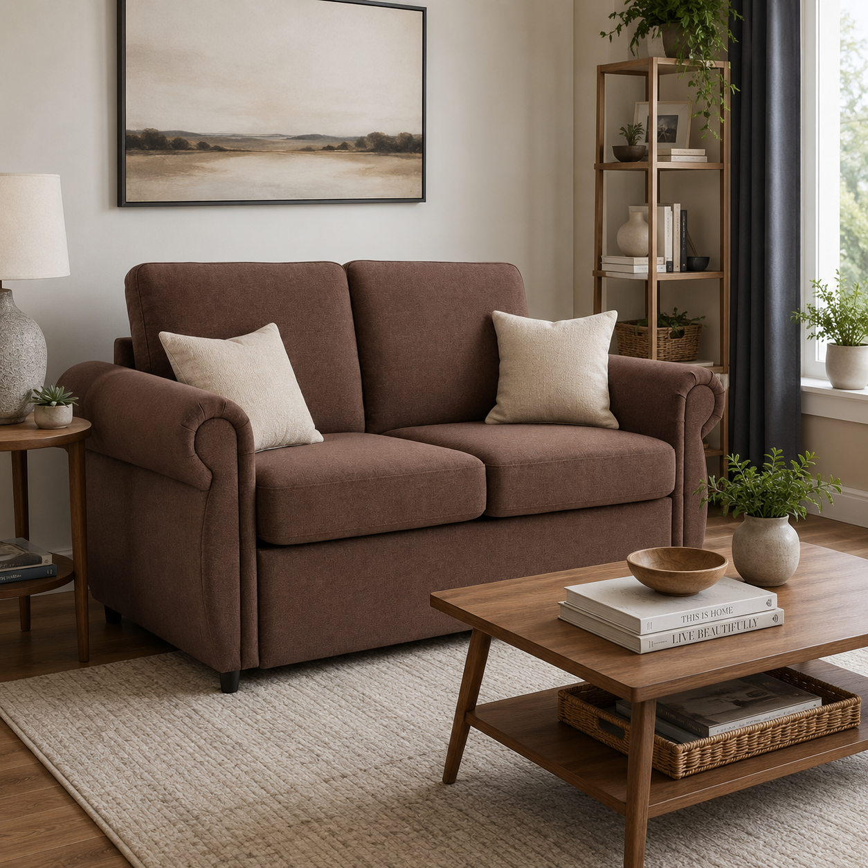 Chula 58" Linen Loveseat Sleeper Sofa with Memory Foam Mattress and USB Ports