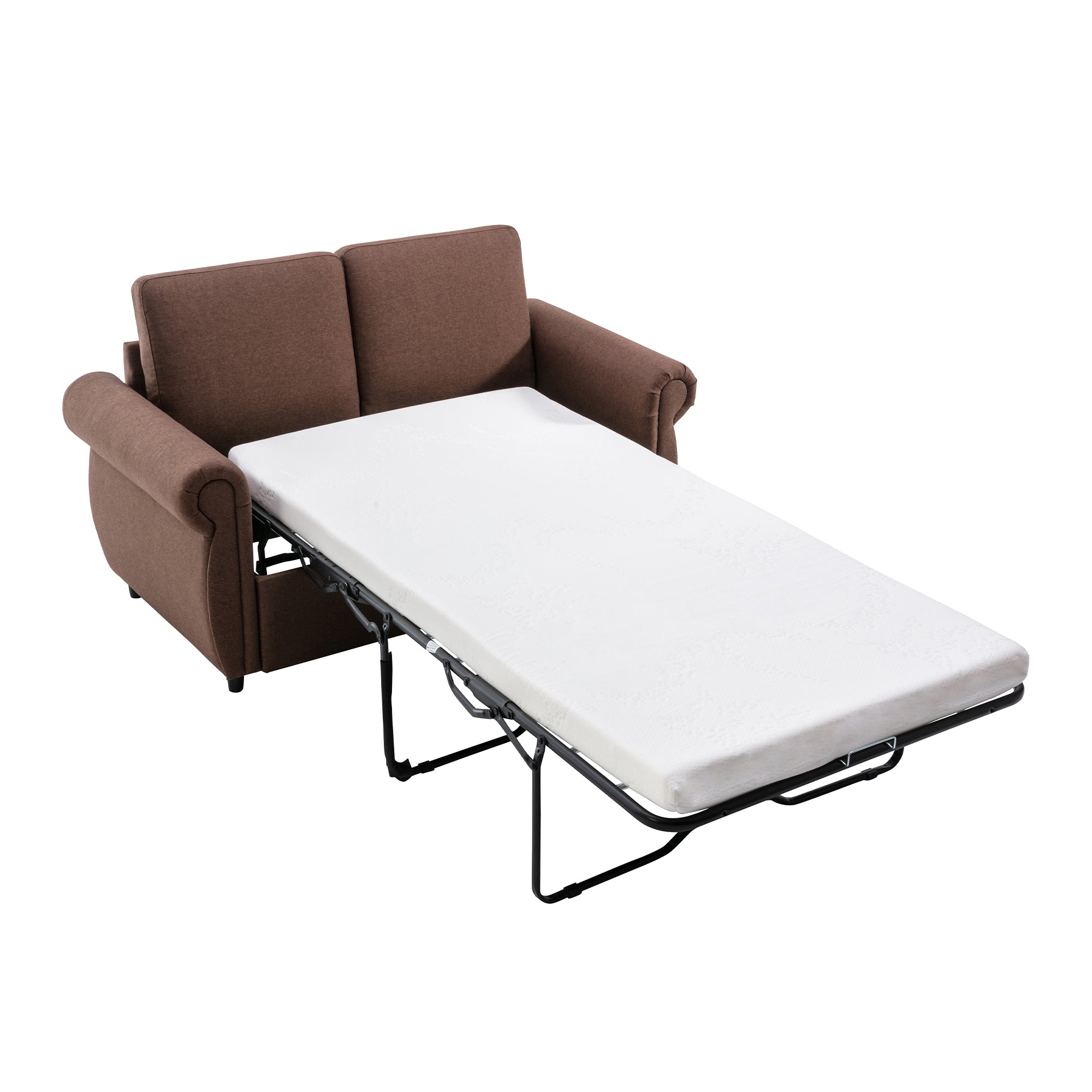 Chula 58" Linen Loveseat Sleeper Sofa with Memory Foam Mattress and USB Ports
