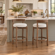 Etna 26" Rubberwood Counter Height Swivel Bar Stools with Upholstered Seats Set of 2