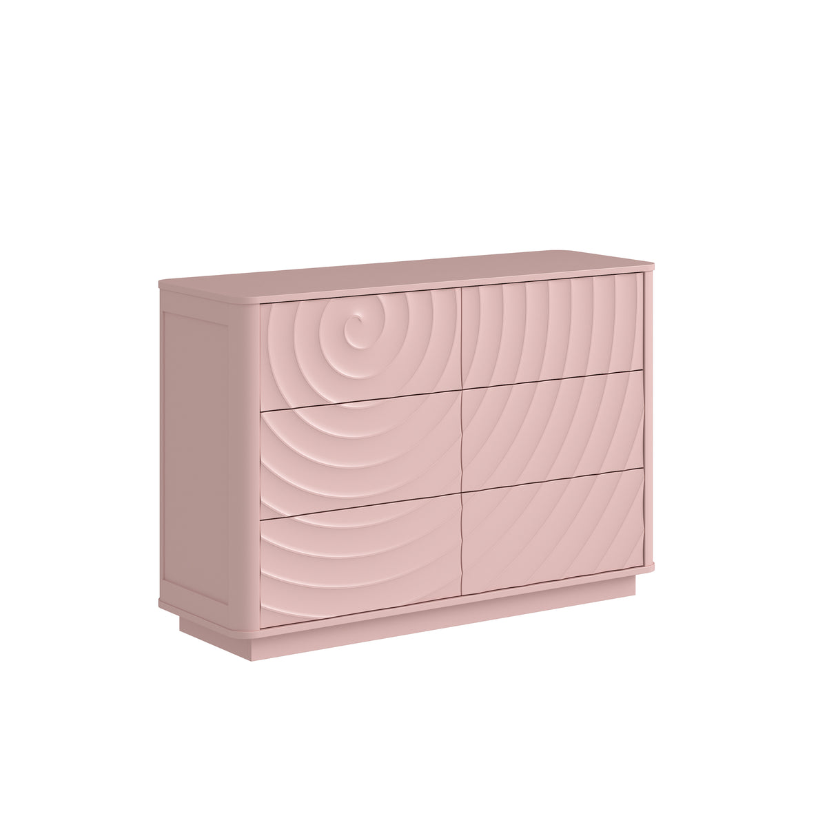 Grenoble 46.5" Wide 6-Drawer Dresser with Handleless Ripple Fronts