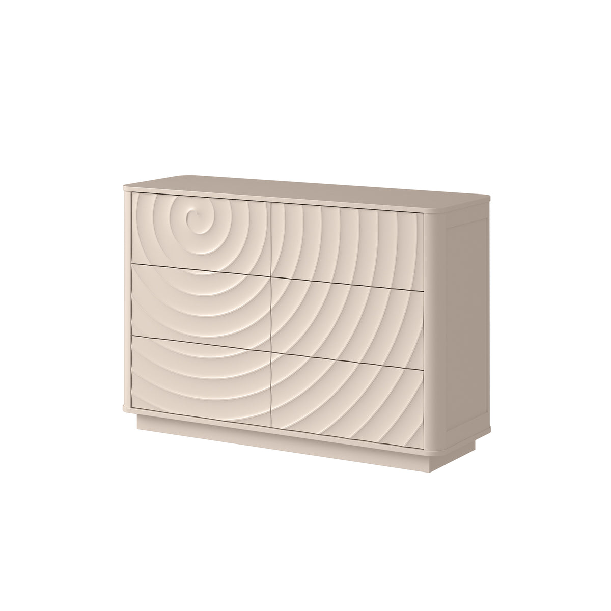 Grenoble 46.5" Wide 6-Drawer Dresser with Handleless Ripple Fronts