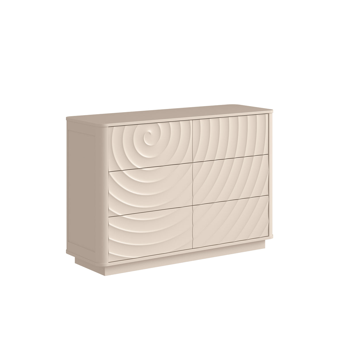 Grenoble 46.5" Wide 6-Drawer Dresser with Handleless Ripple Fronts