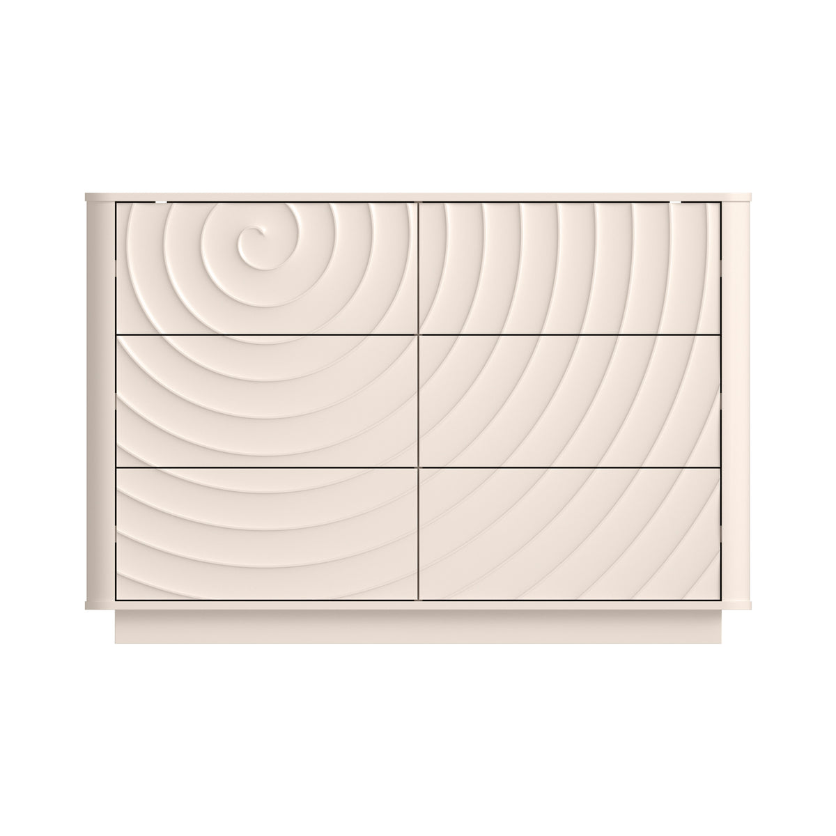Grenoble 46.5" Wide 6-Drawer Dresser with Handleless Ripple Fronts