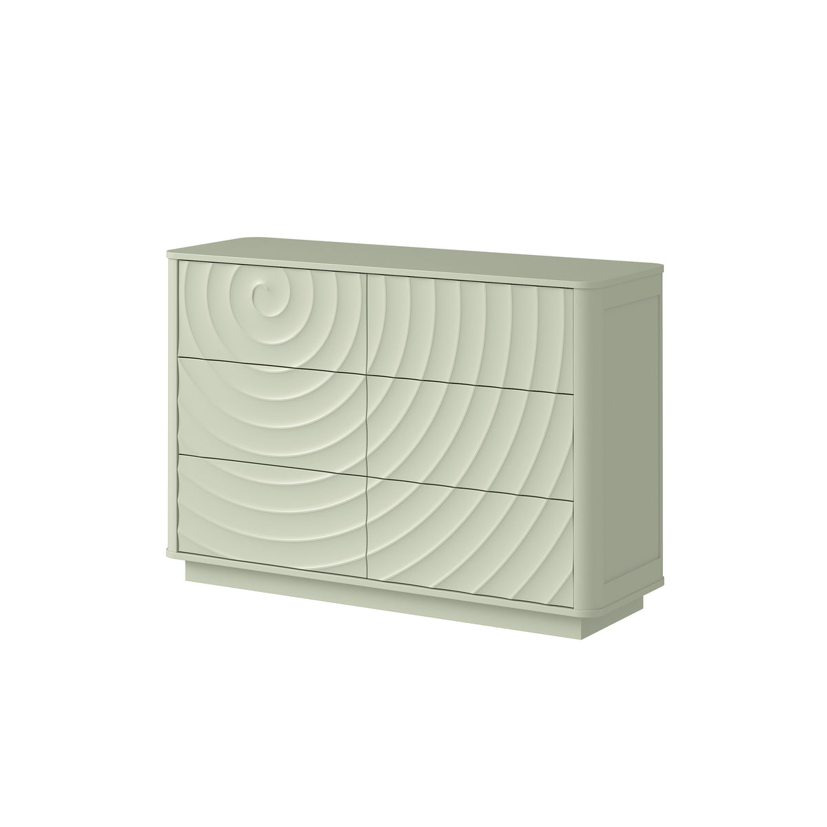 Grenoble 46.5" Wide 6-Drawer Dresser with Handleless Ripple Fronts