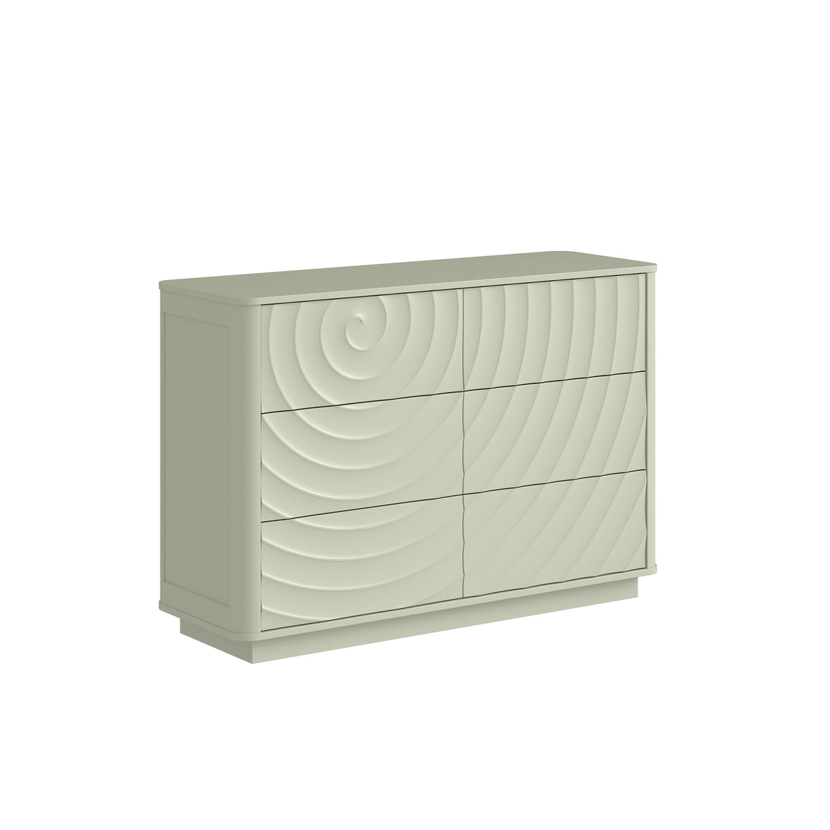 Grenoble 46.5" Wide 6-Drawer Dresser with Handleless Ripple Fronts