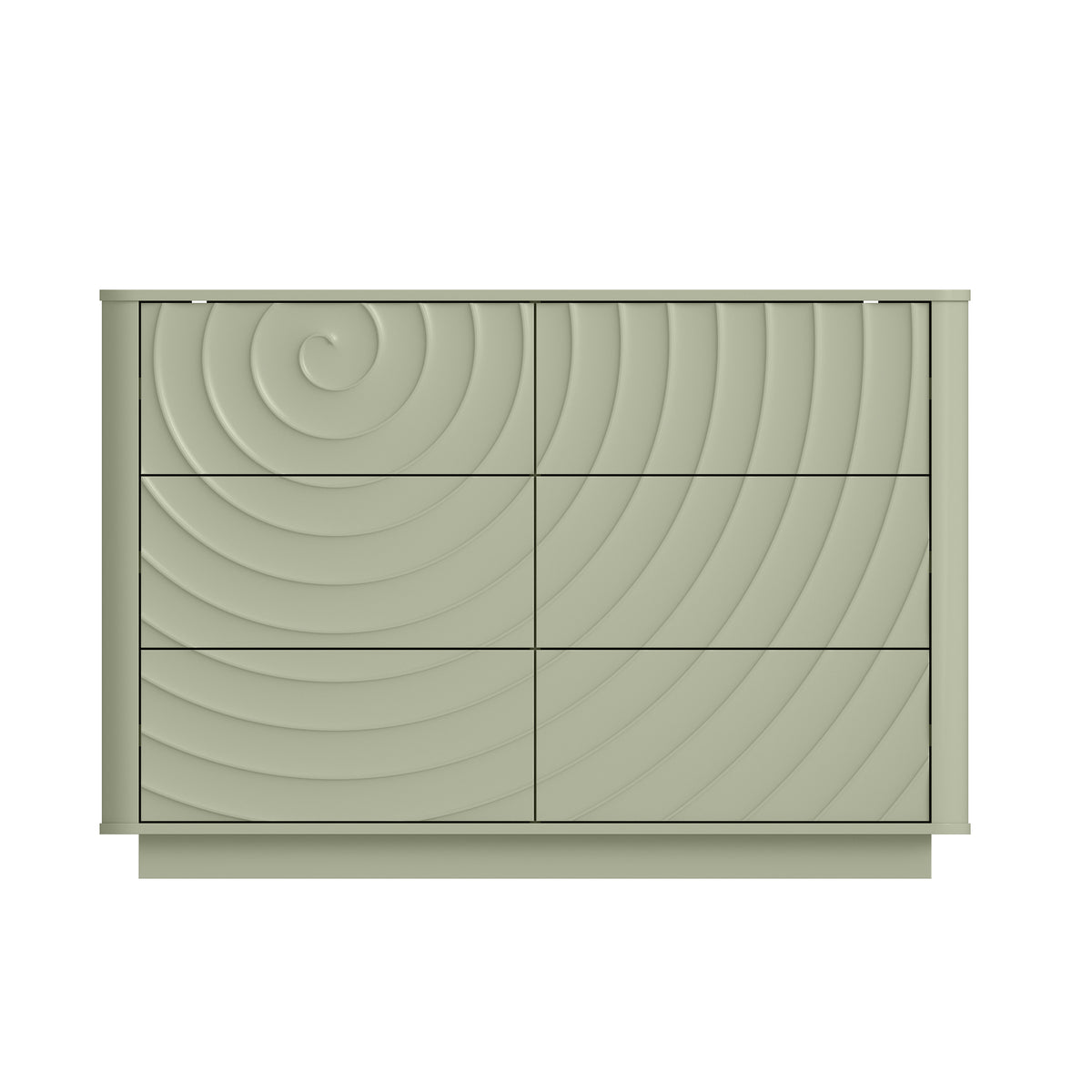 Grenoble 46.5" Wide 6-Drawer Dresser with Handleless Ripple Fronts