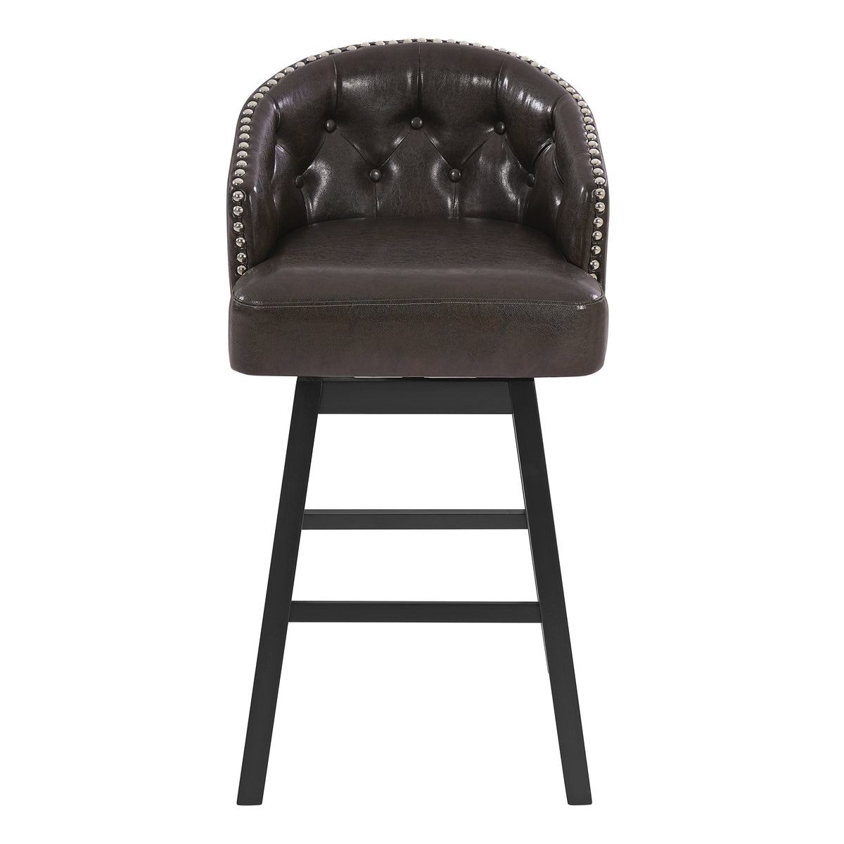 Madiran 32" Swivel Tufted Barrel Back Bar Stools with Solid Wood Legs Set of 2
