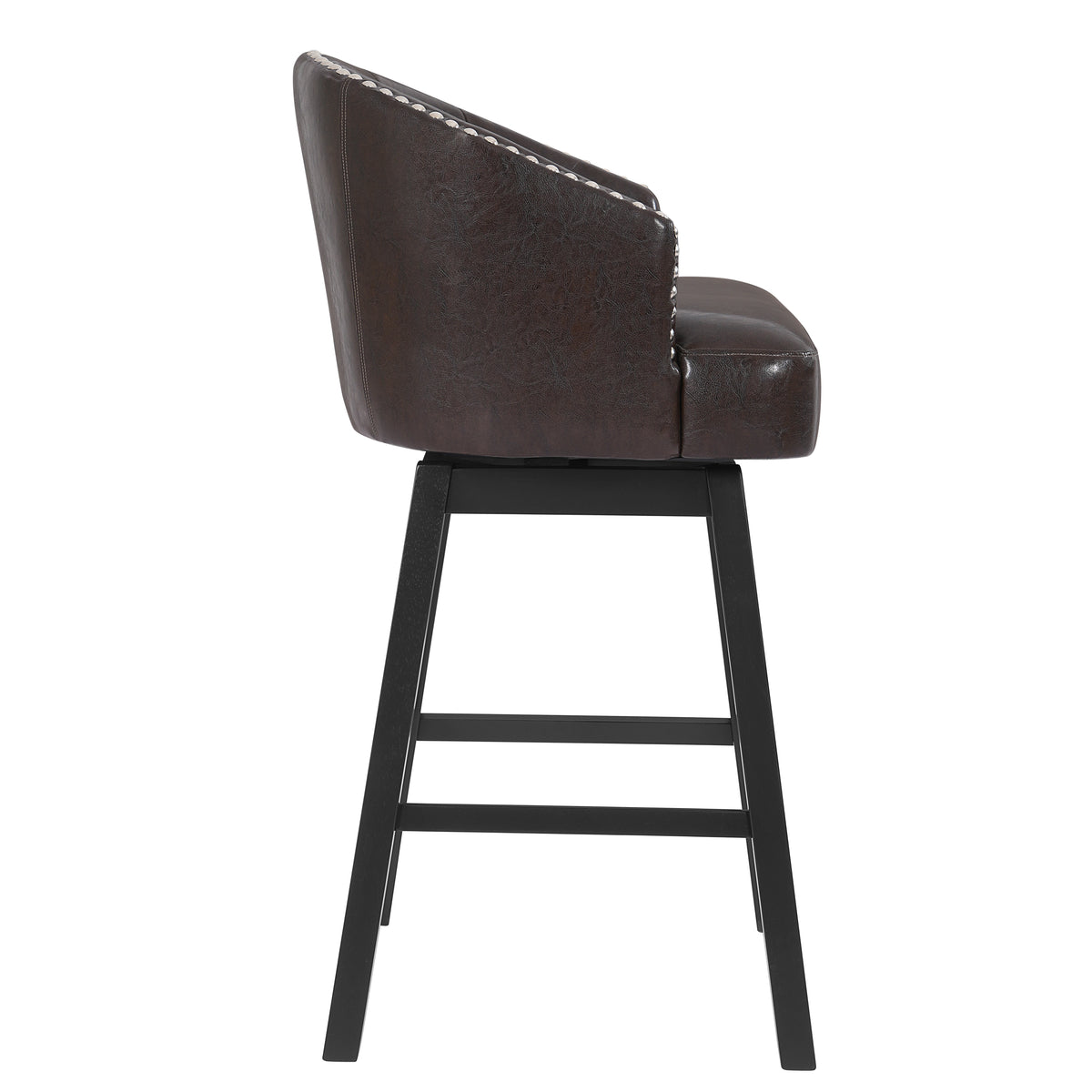Madiran 32" Swivel Tufted Barrel Back Bar Stools with Solid Wood Legs Set of 2