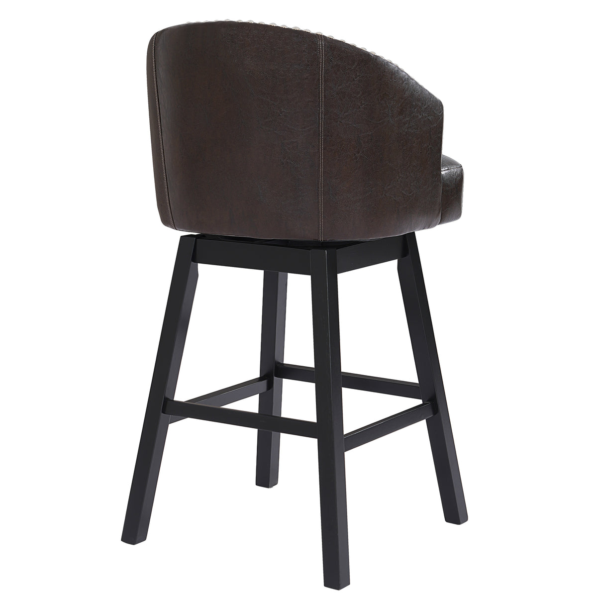 Madiran 32" Swivel Tufted Barrel Back Bar Stools with Solid Wood Legs Set of 2