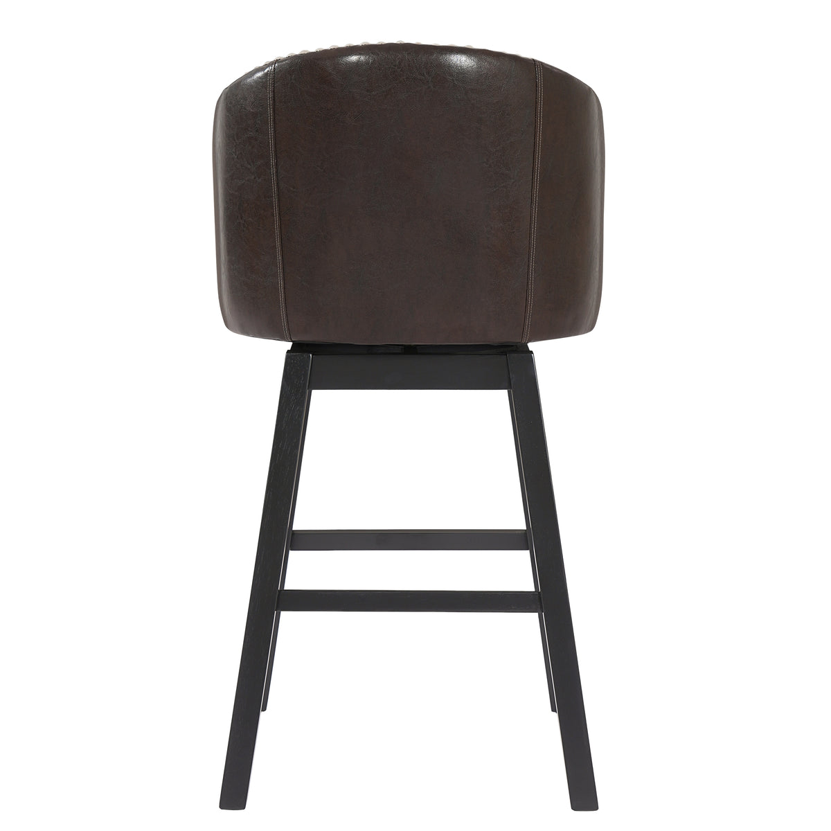 Madiran 32" Swivel Tufted Barrel Back Bar Stools with Solid Wood Legs Set of 2