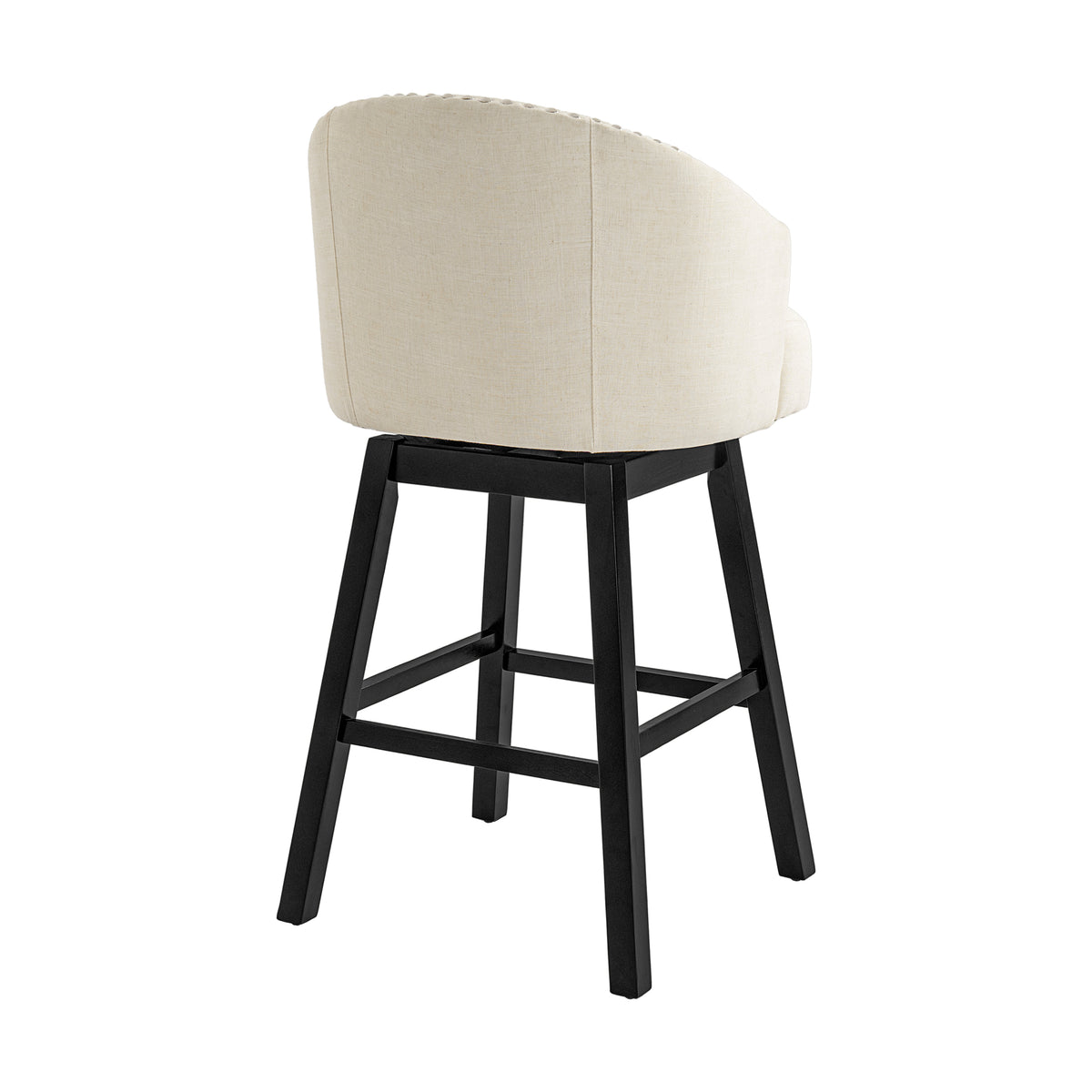 Madiran 32" Swivel Tufted Barrel Back Bar Stools with Solid Wood Legs Set of 2