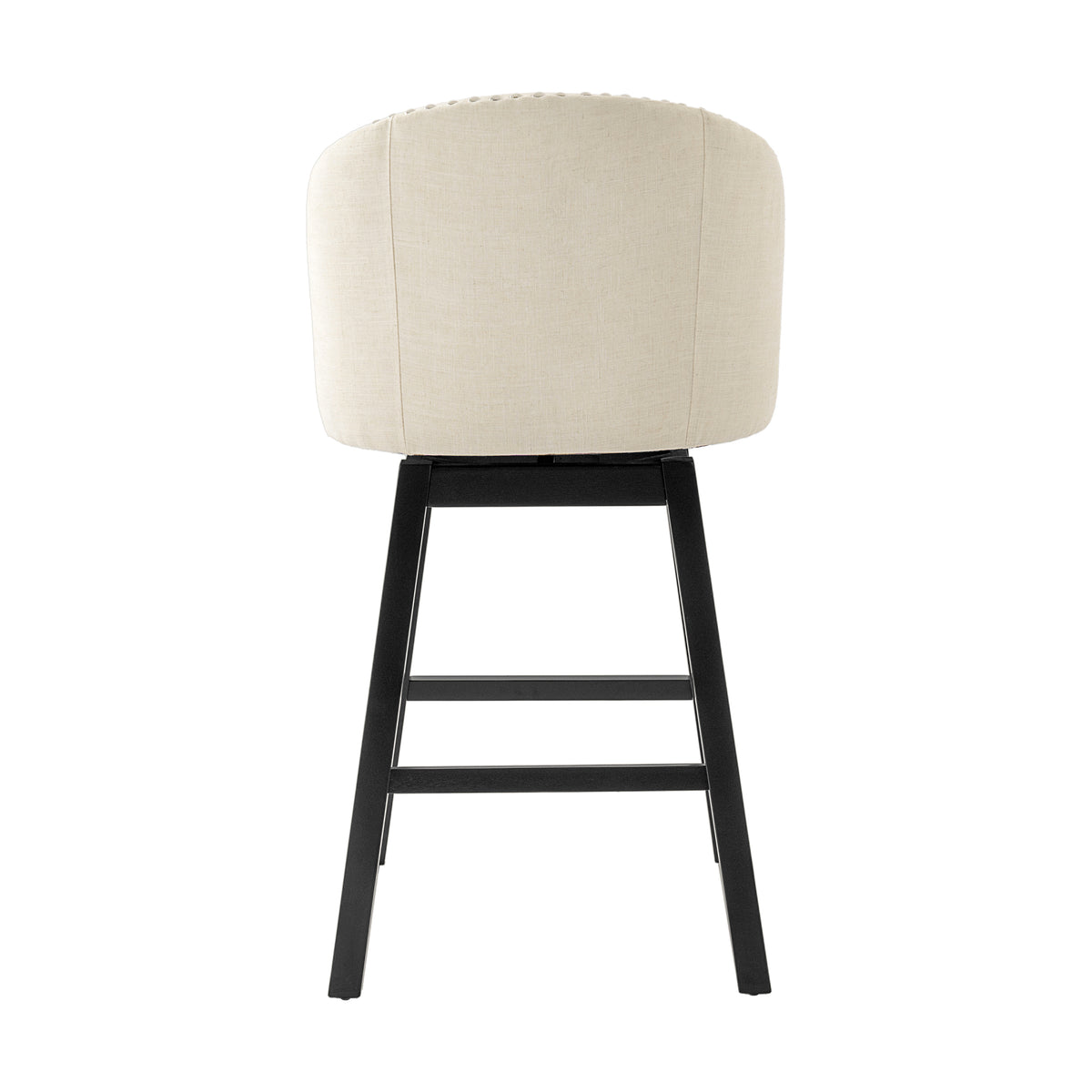 Madiran 32" Swivel Tufted Barrel Back Bar Stools with Solid Wood Legs Set of 2