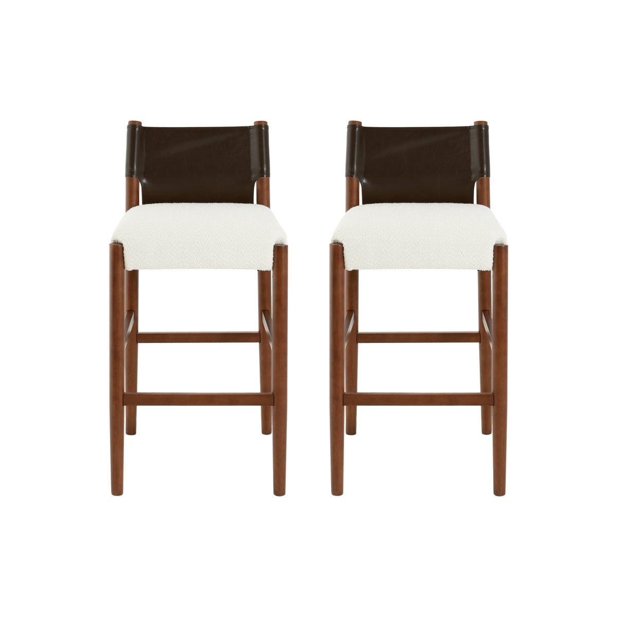 Riesling 28.5" Solid Wood PU Leather Upholstered Bar Stools Set of 2